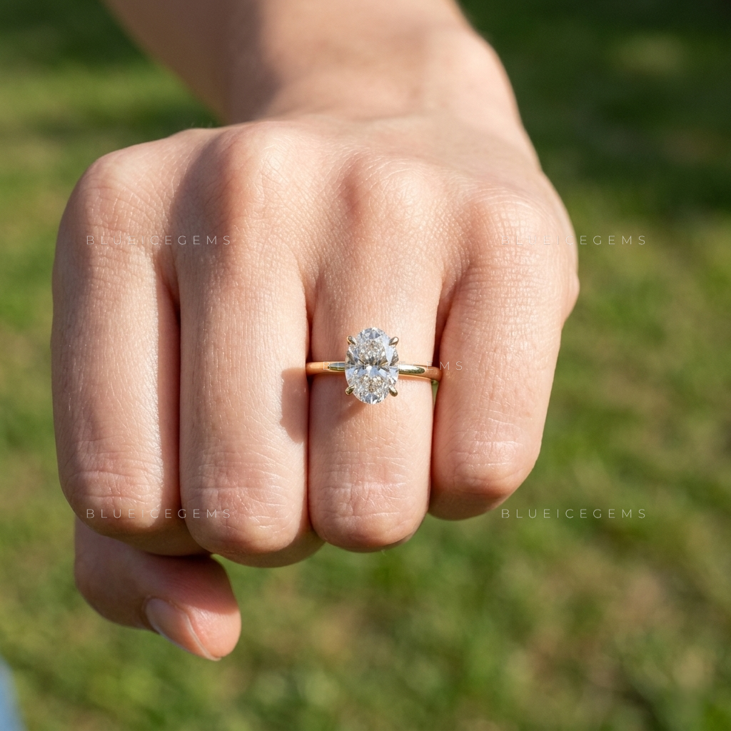 Dainty Oval Brilliant Cut Minimalist Heirloom Promise Engagement Ring