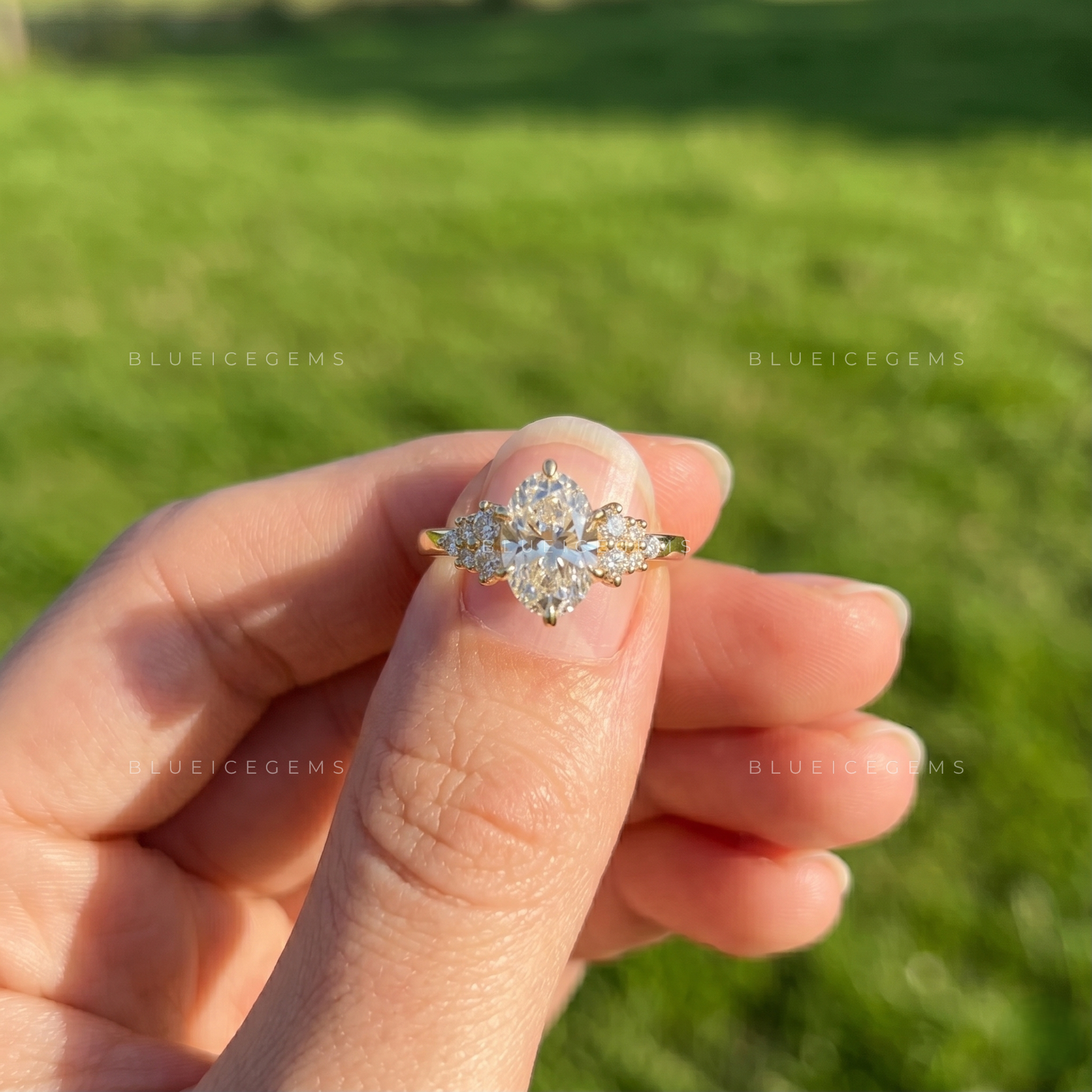 Serenade of Light Elongated Oval Pavé Engagement Ring