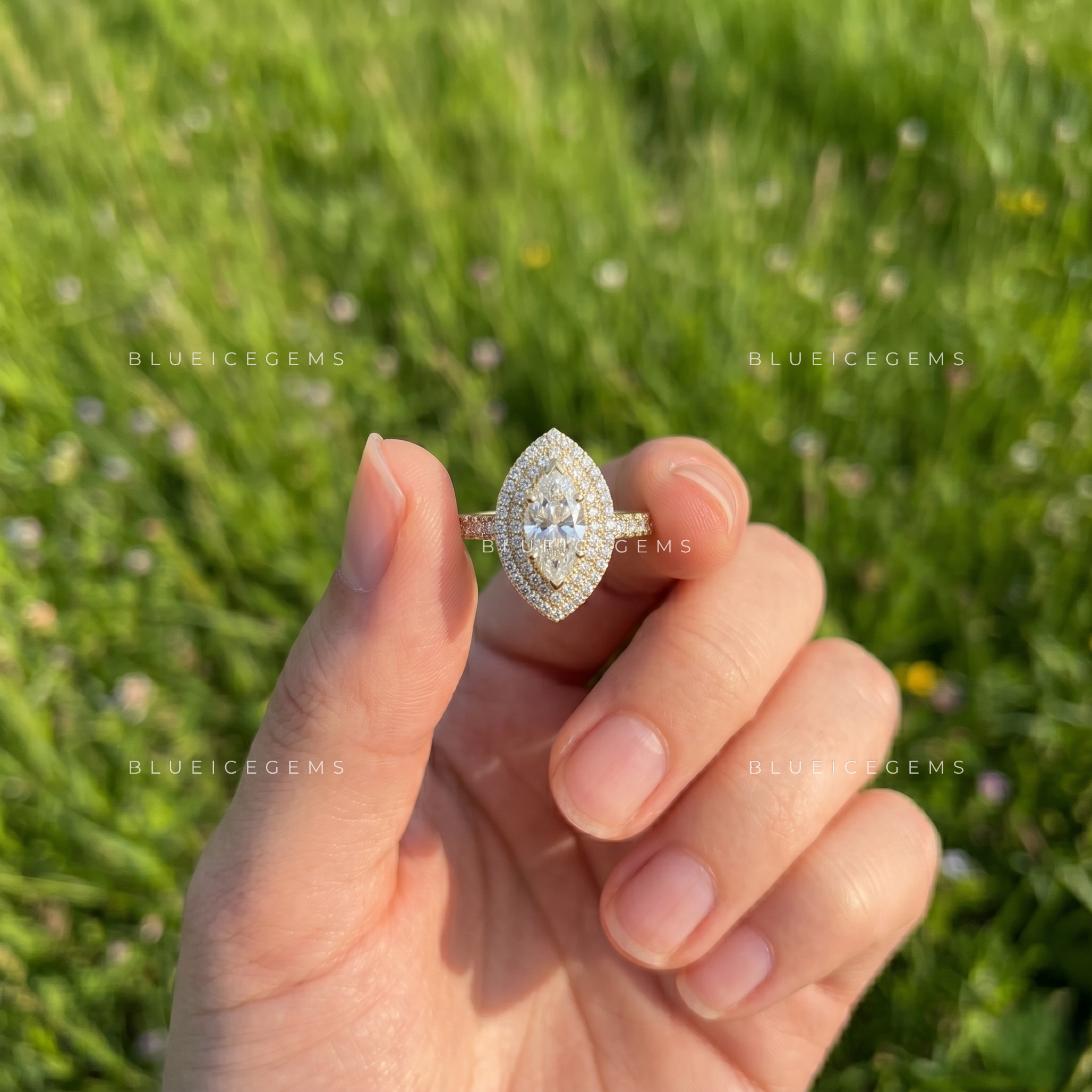 Celestial Crown Marquise Cut Accented Engagement Ring