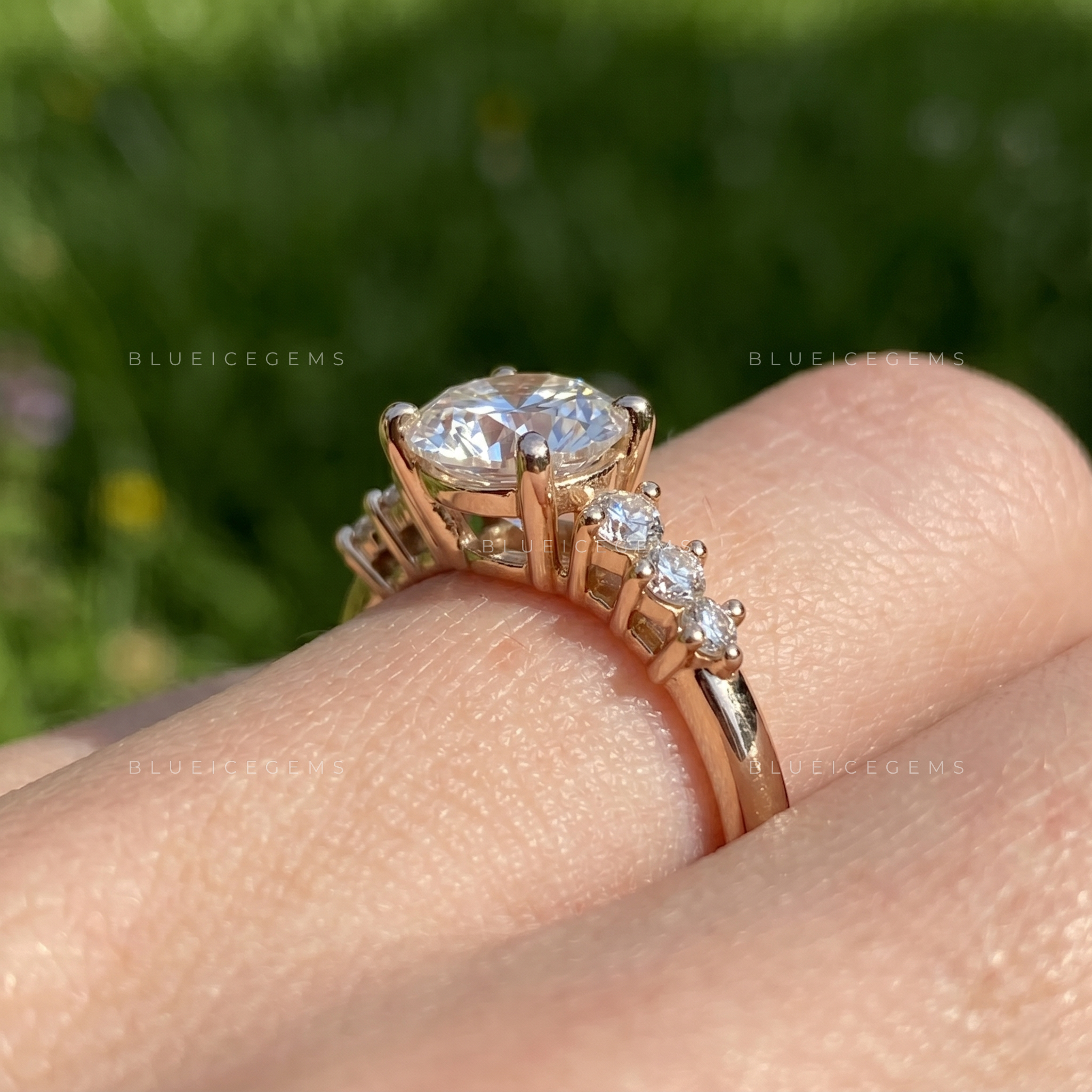 Enduring Spark Round Brilliant Cut Accent Engagement Ring