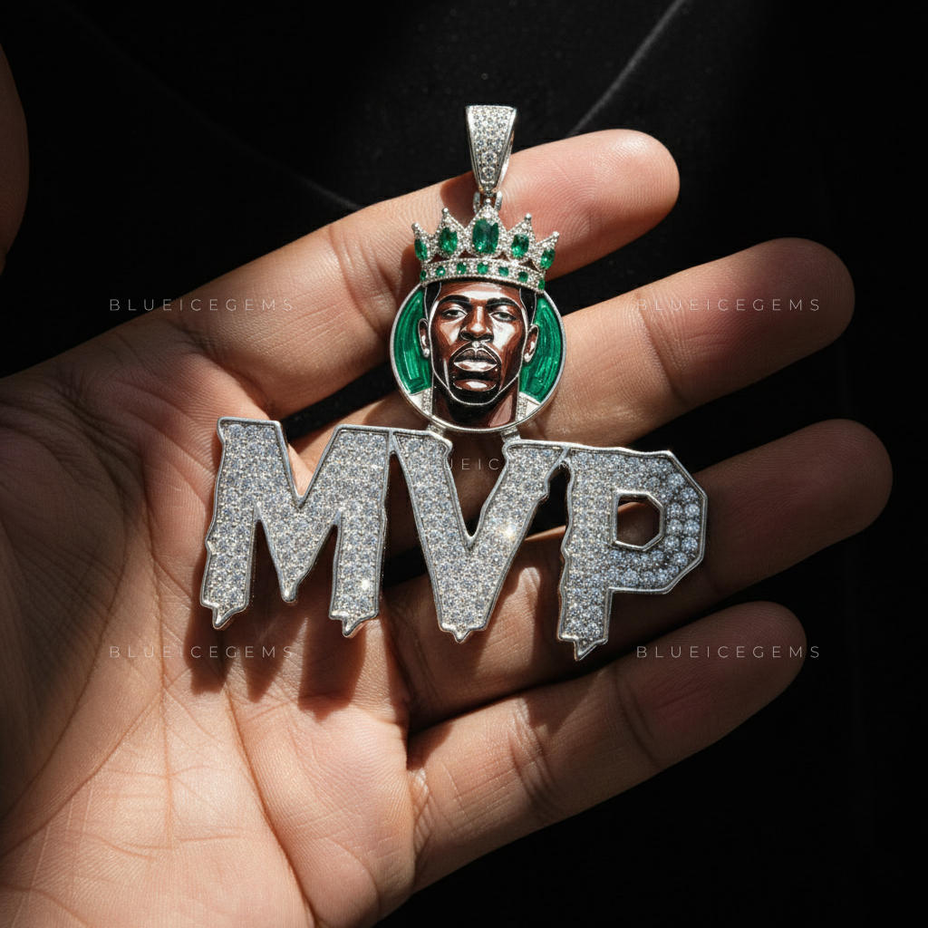 The "MVP" Sovereign: Emerald-Crowned Portrait & Diamond Dripping Monogram