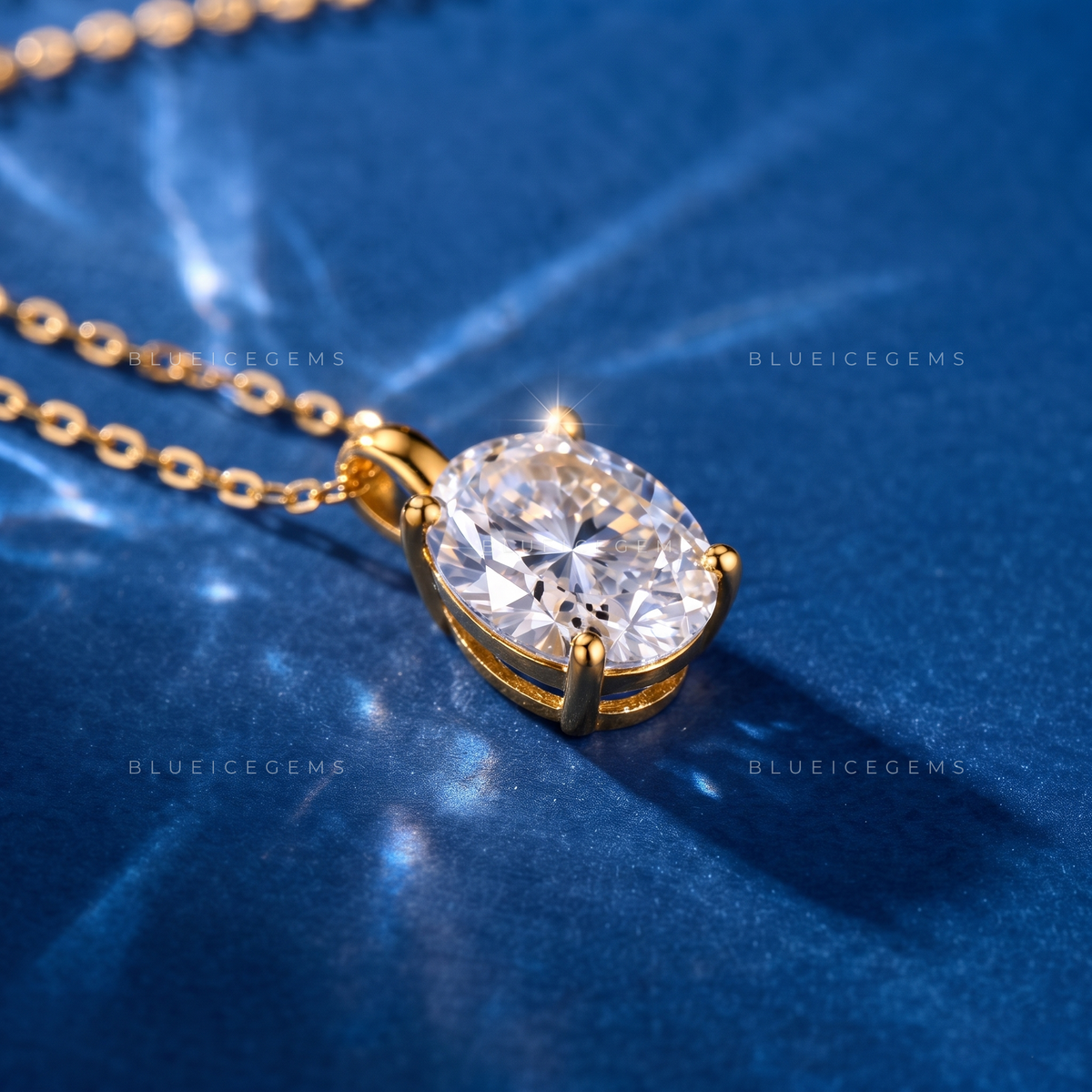 Oval Solitaire Diamond Pendant