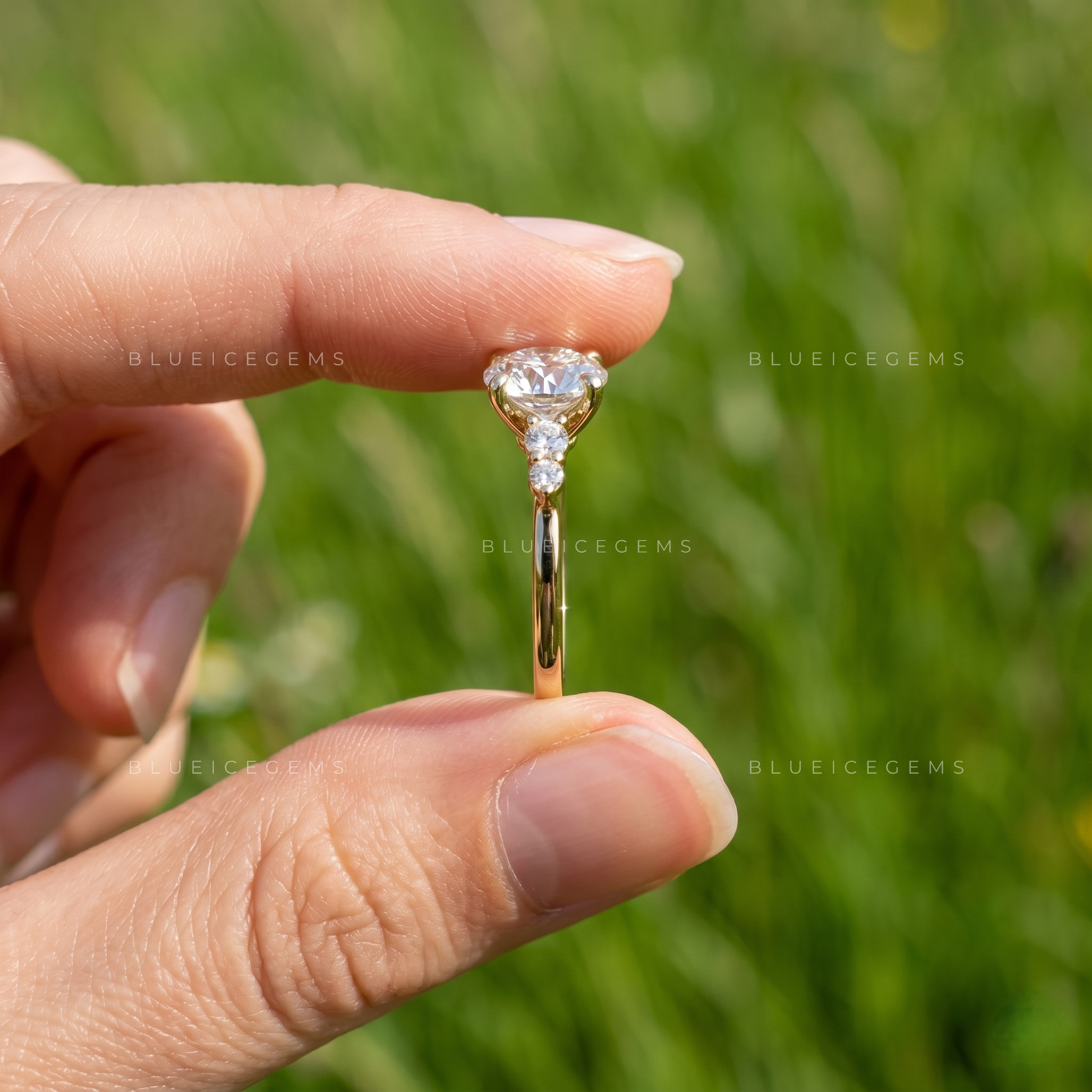 Trilogy of Love Round Brilliant Cut Three Stone Engagement Ring