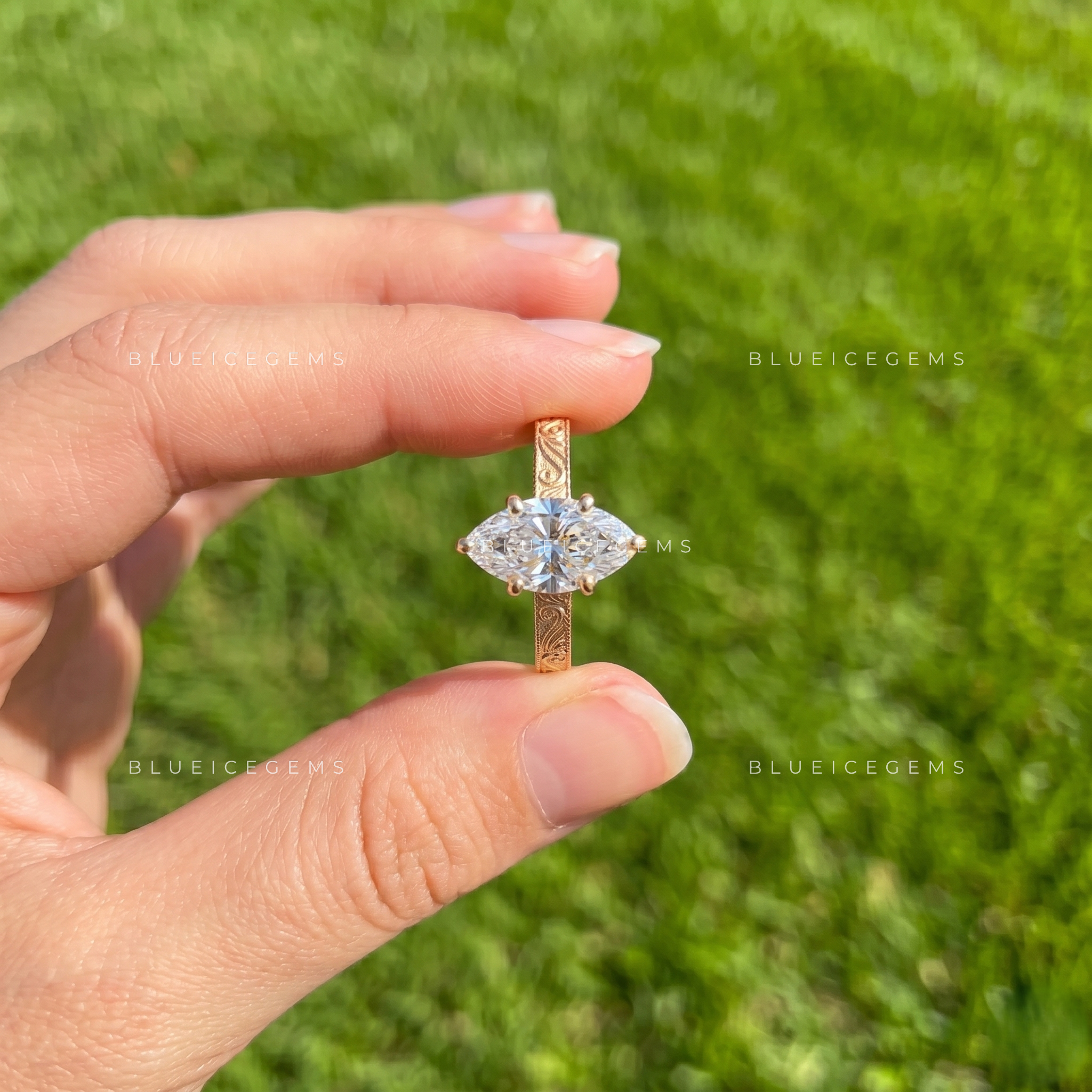 Majestic Crest Marquise Cut Vintage Solitaire Ring