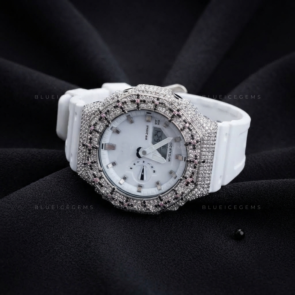 Cross Royale Iced Timepiece – Hand-Set Moissanite Bezel