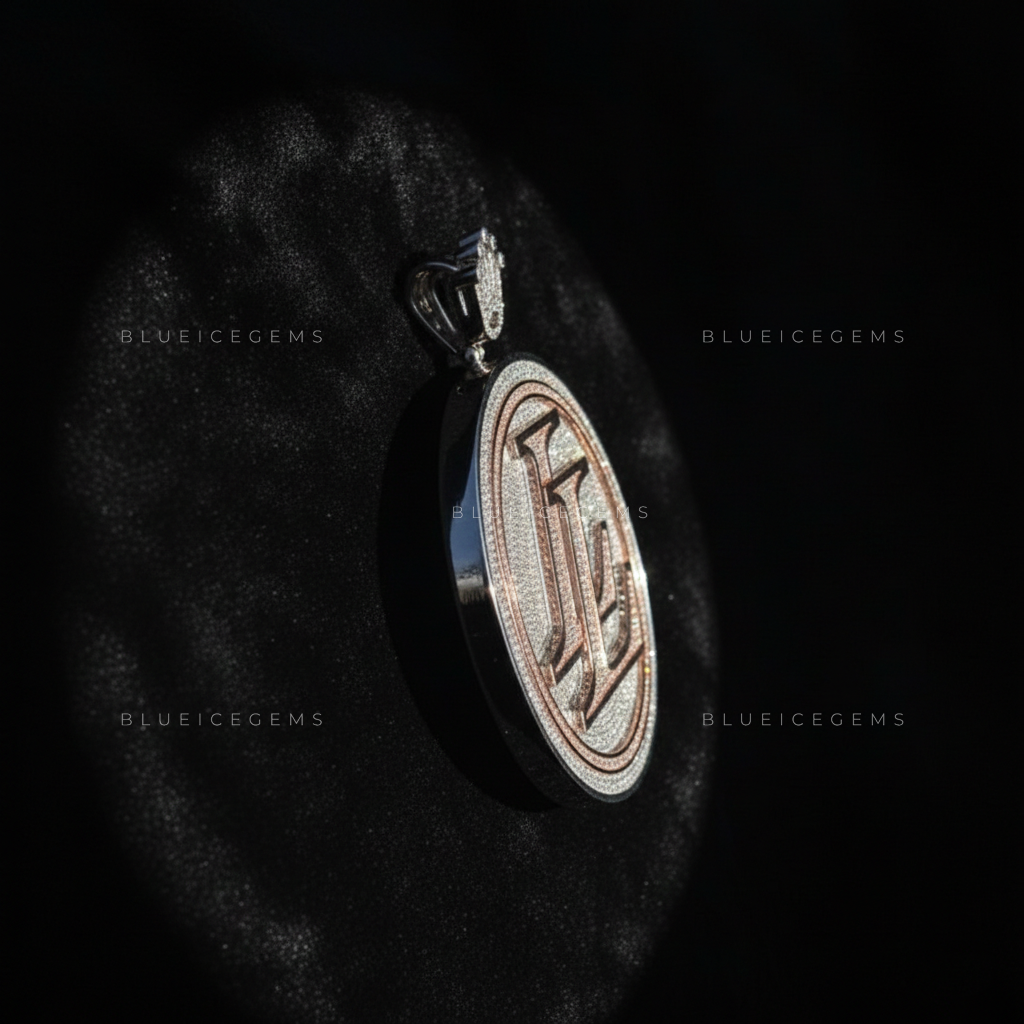 The "LL" Medallion: Crown-Topped Circular Monogram & Rose Gold Halo Sovereign