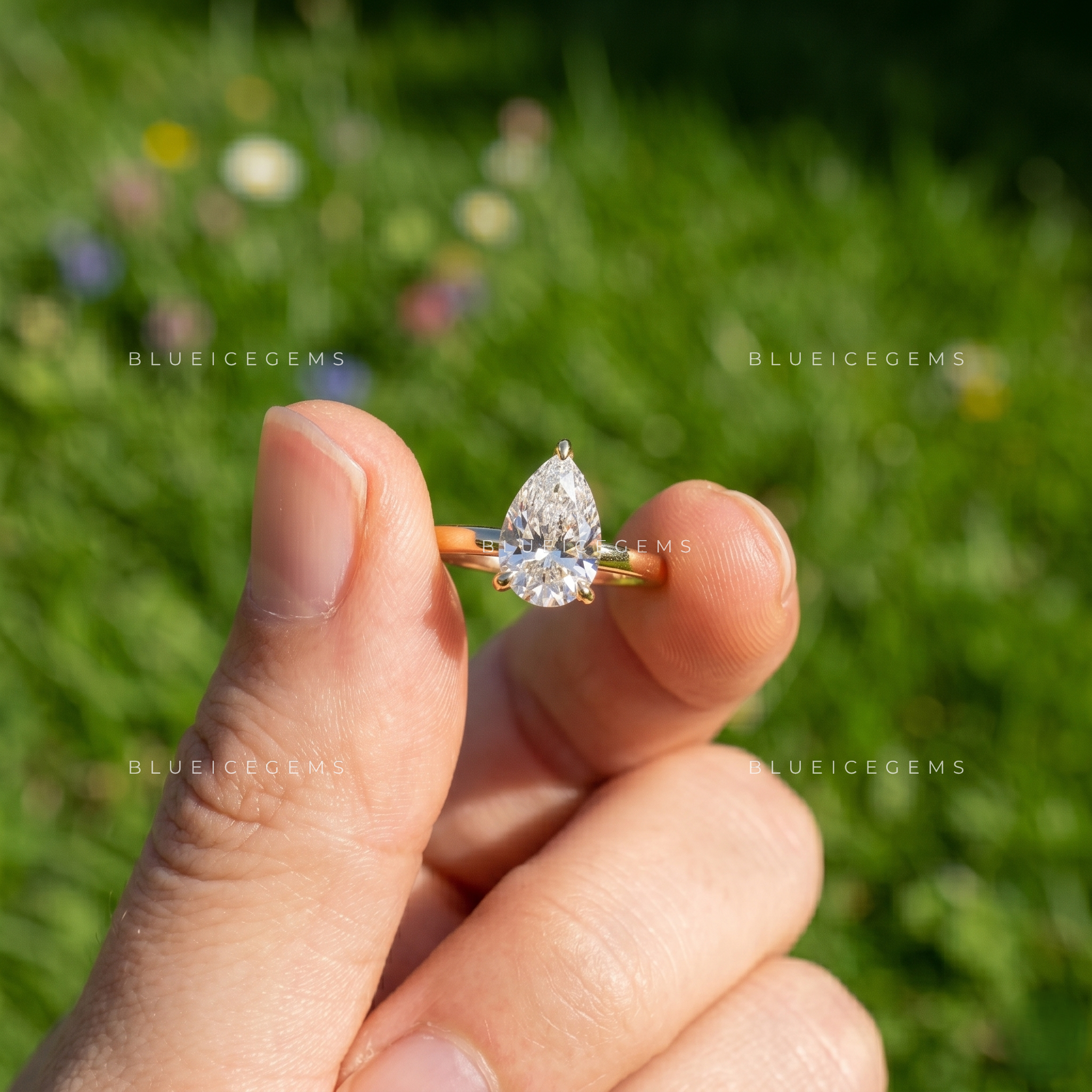 Aurielle Pear Cut Solitaire Engagement Ring