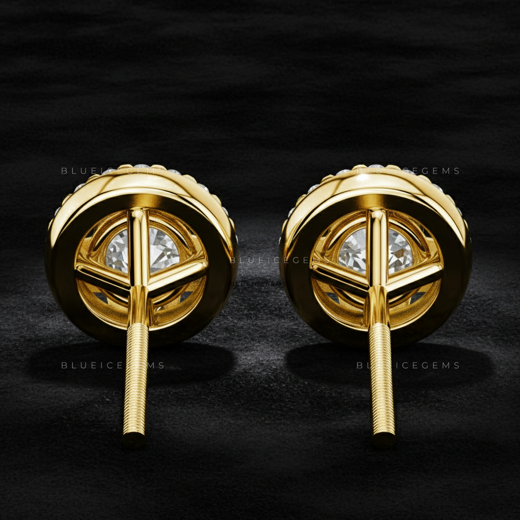 The Celestial Halo: Diamond Halo Stud Earrings