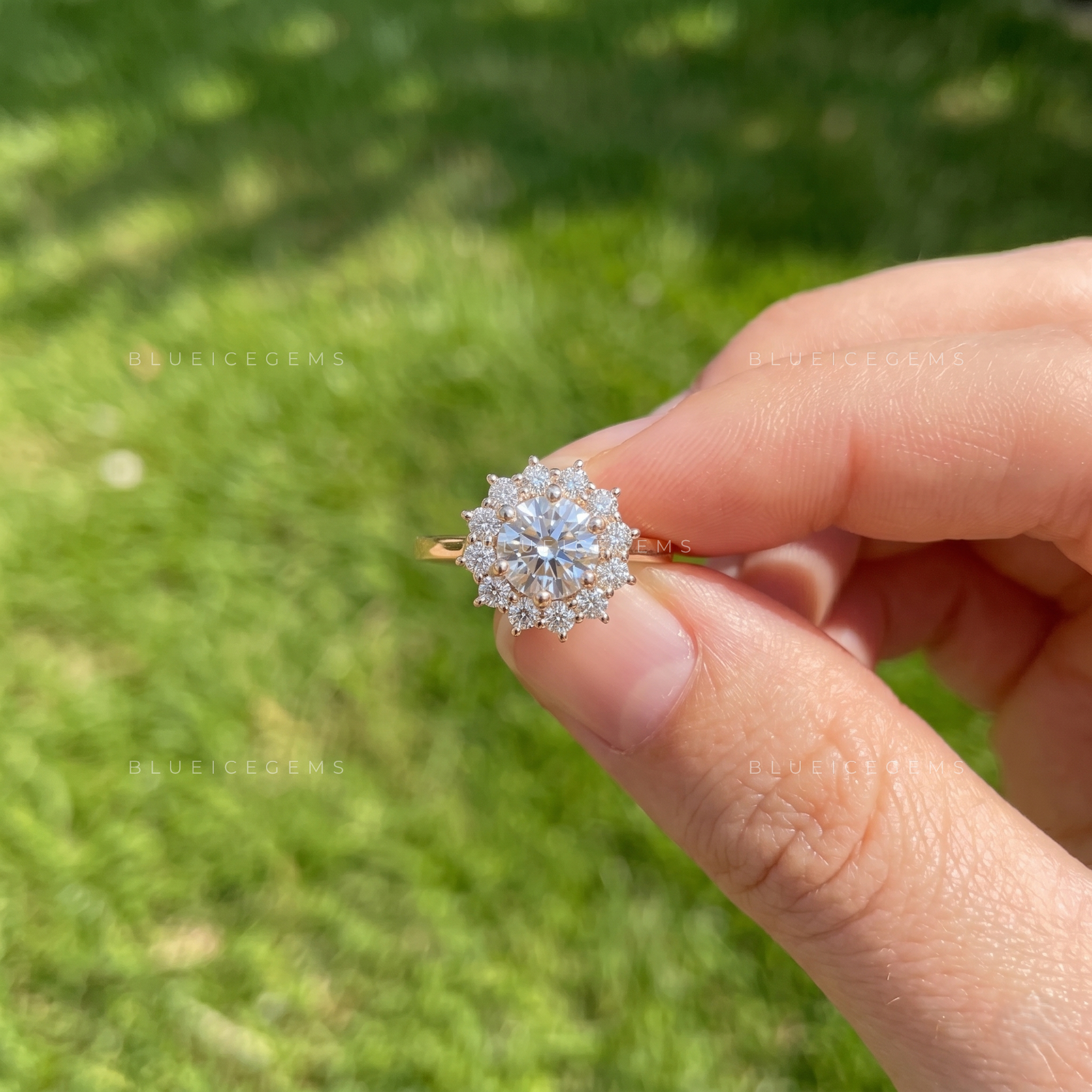 Vintage Radiance Round Brilliant Cut Halo Engagement Ring