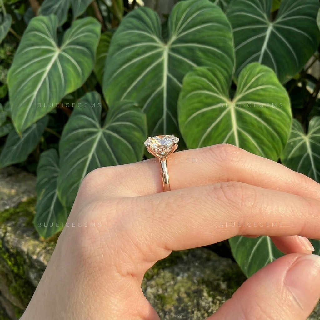 Whispering Sparkle Oval Cut Hidden Halo Solitaire Engagement Ring