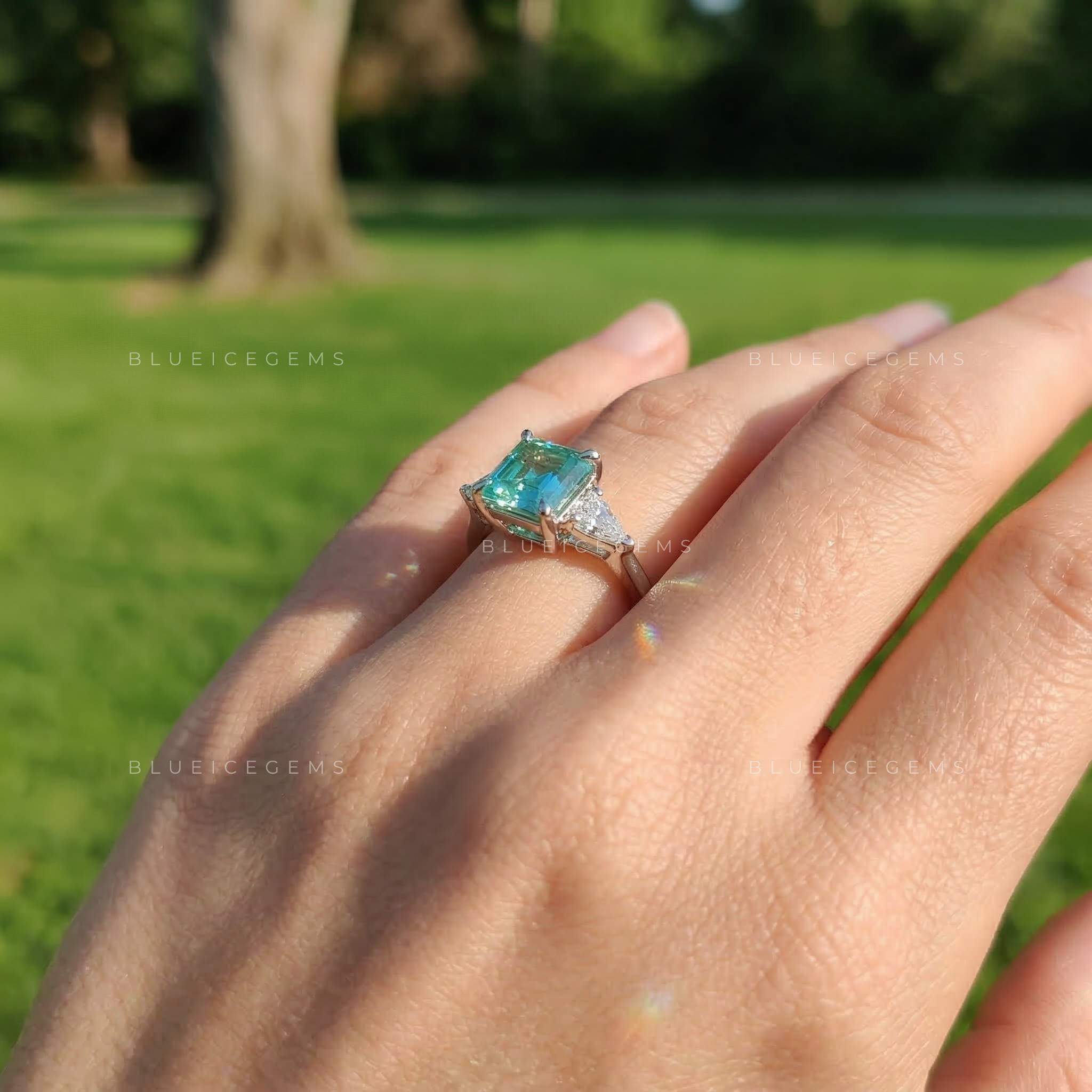 Emerald Verve Geometric Art Deco Inspired Statement Ring