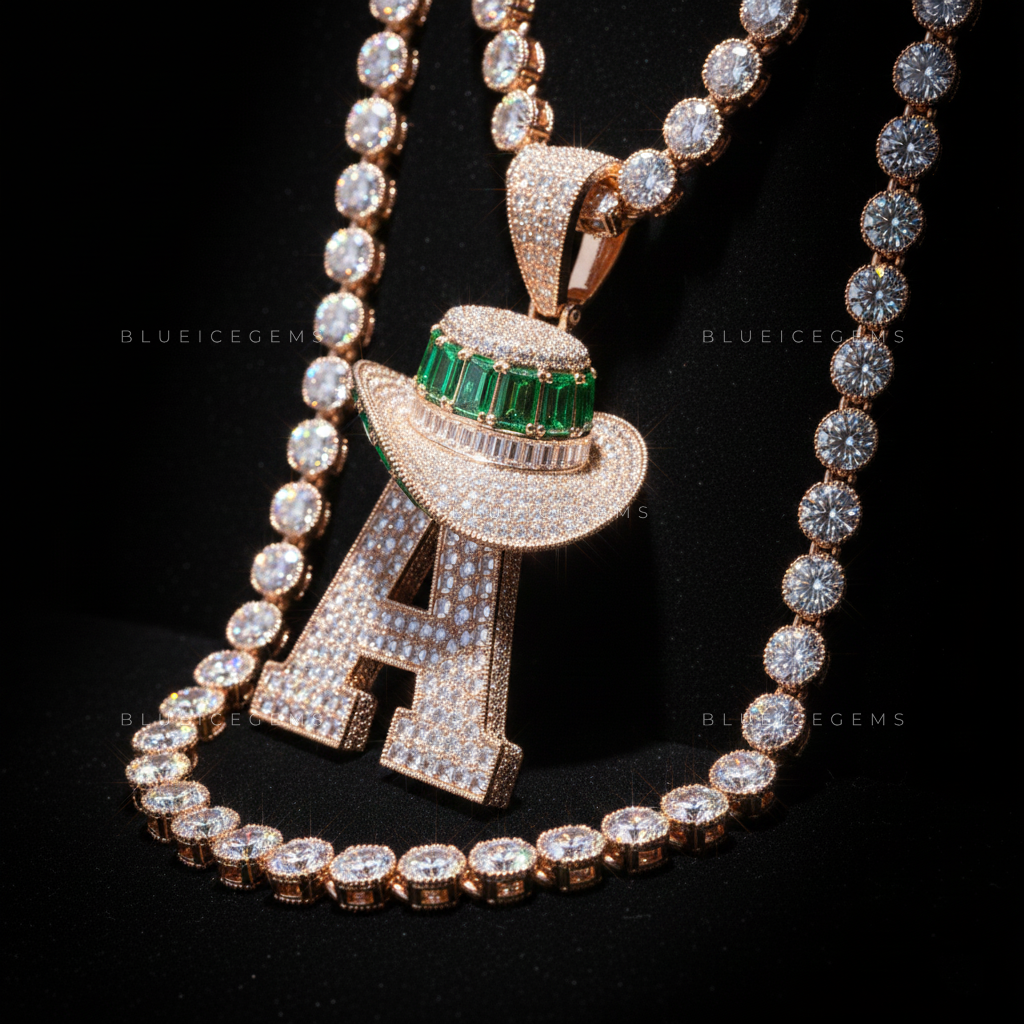 The Emerald Outlaw: Rose Gold "A" Monogram & Emerald-Baguette Cowboy Sovereign