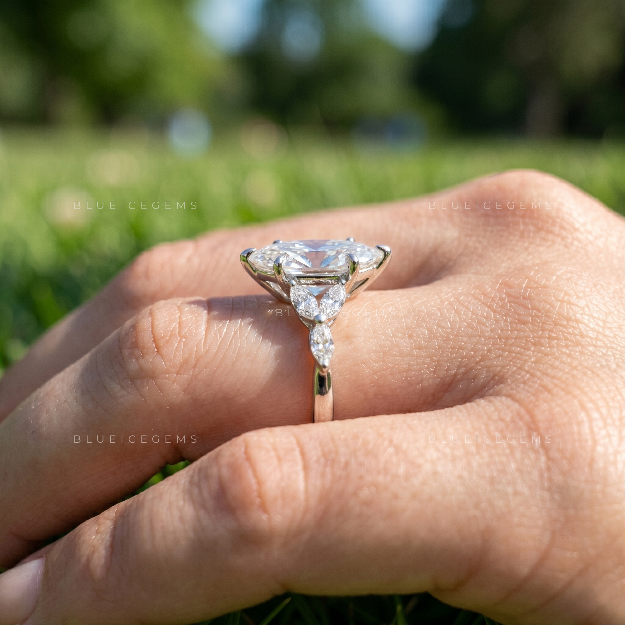 Infinite Allure Marquise Brilliant Cut Accented Solitaire Engagement Ring