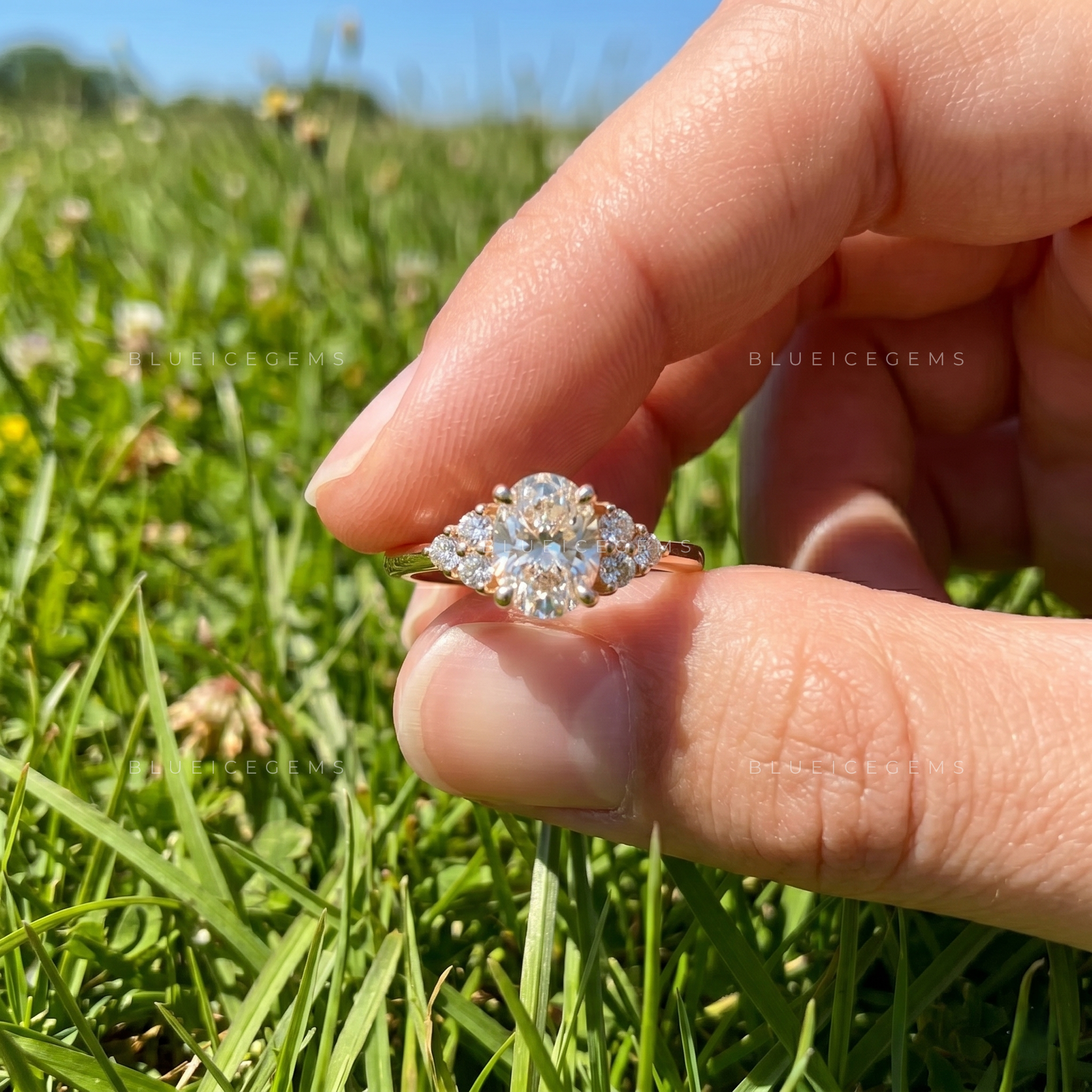 Ethereal Grace Oval Brilliant Cut Hidden Halo Engagement Ring