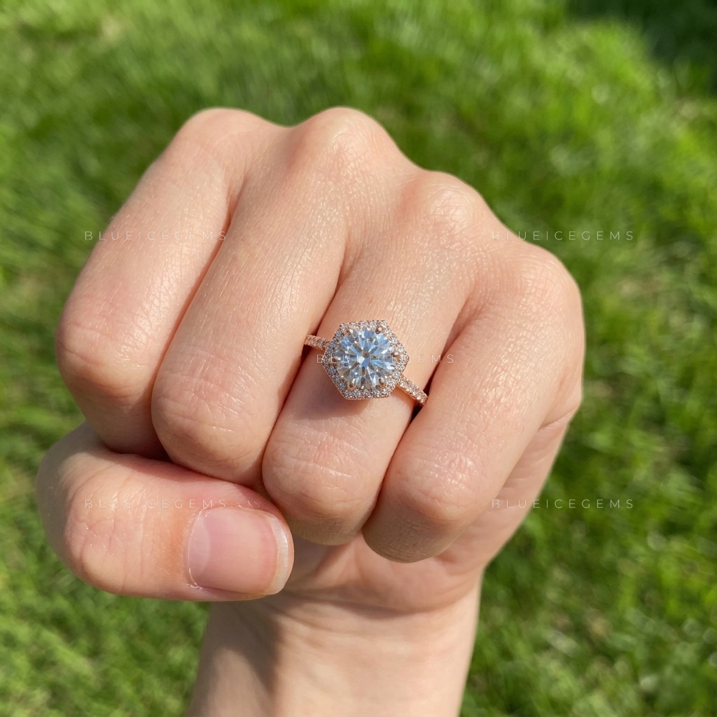 Luminous Round Brilliant Cut Halo Ornate Heirloom Engagement Ring