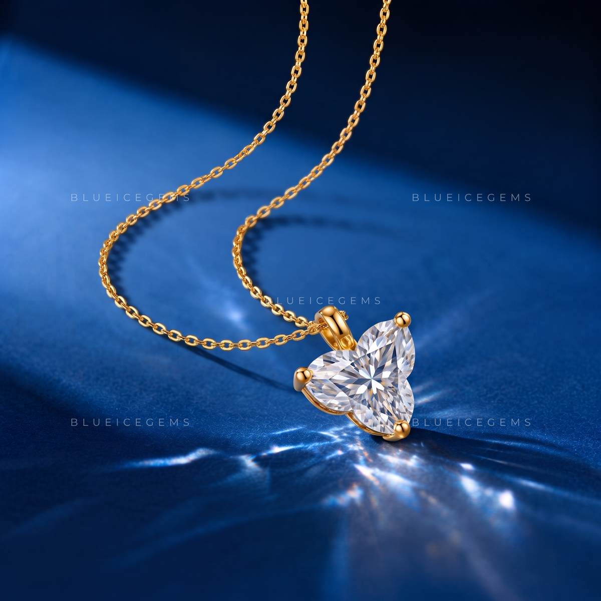 Lotus Cut Solitaire Diamond Pendant