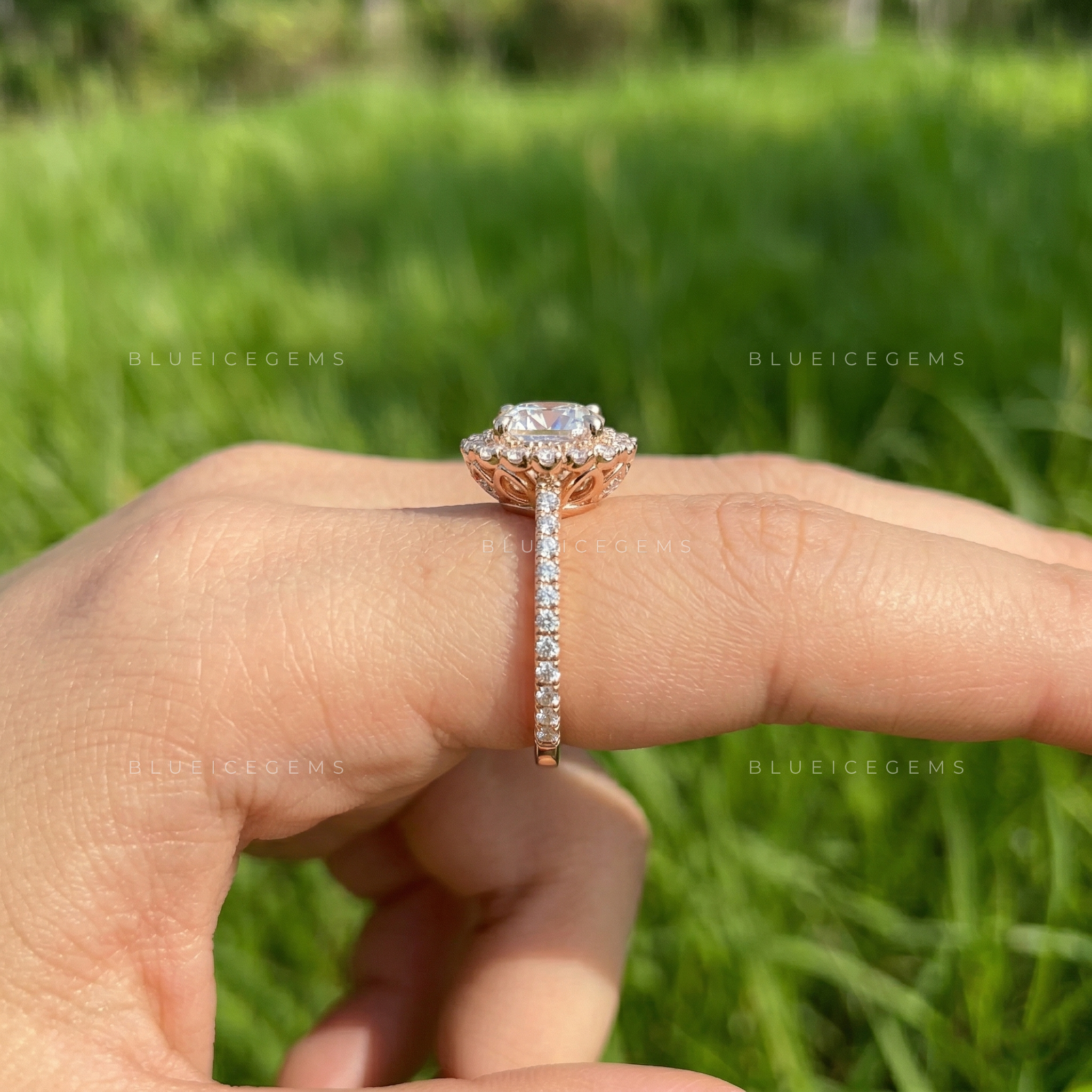 Velvet Radiance Cushion Cut Pavé Engagement Ring