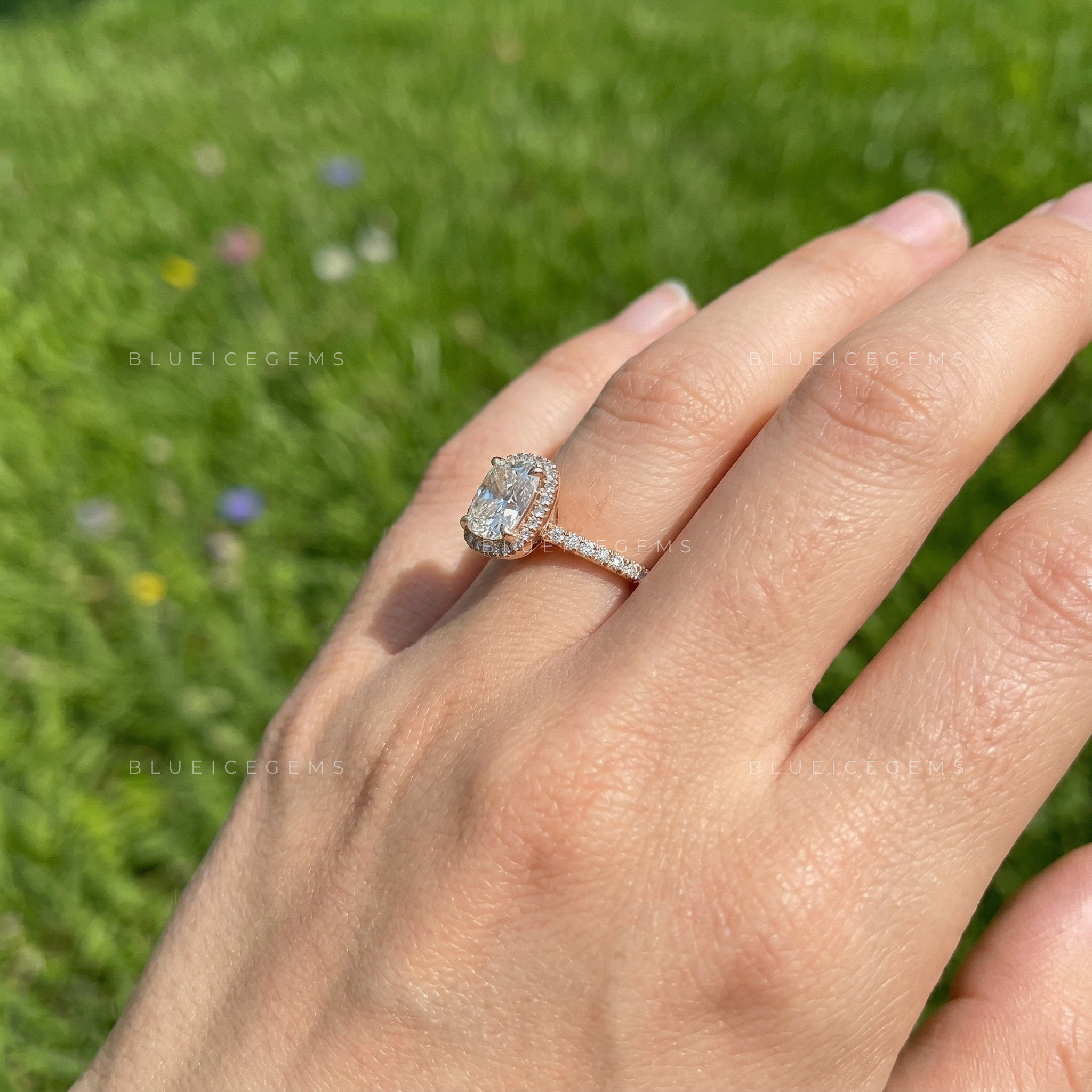 Velvet Radiance Cushion Cut Pavé Engagement Ring