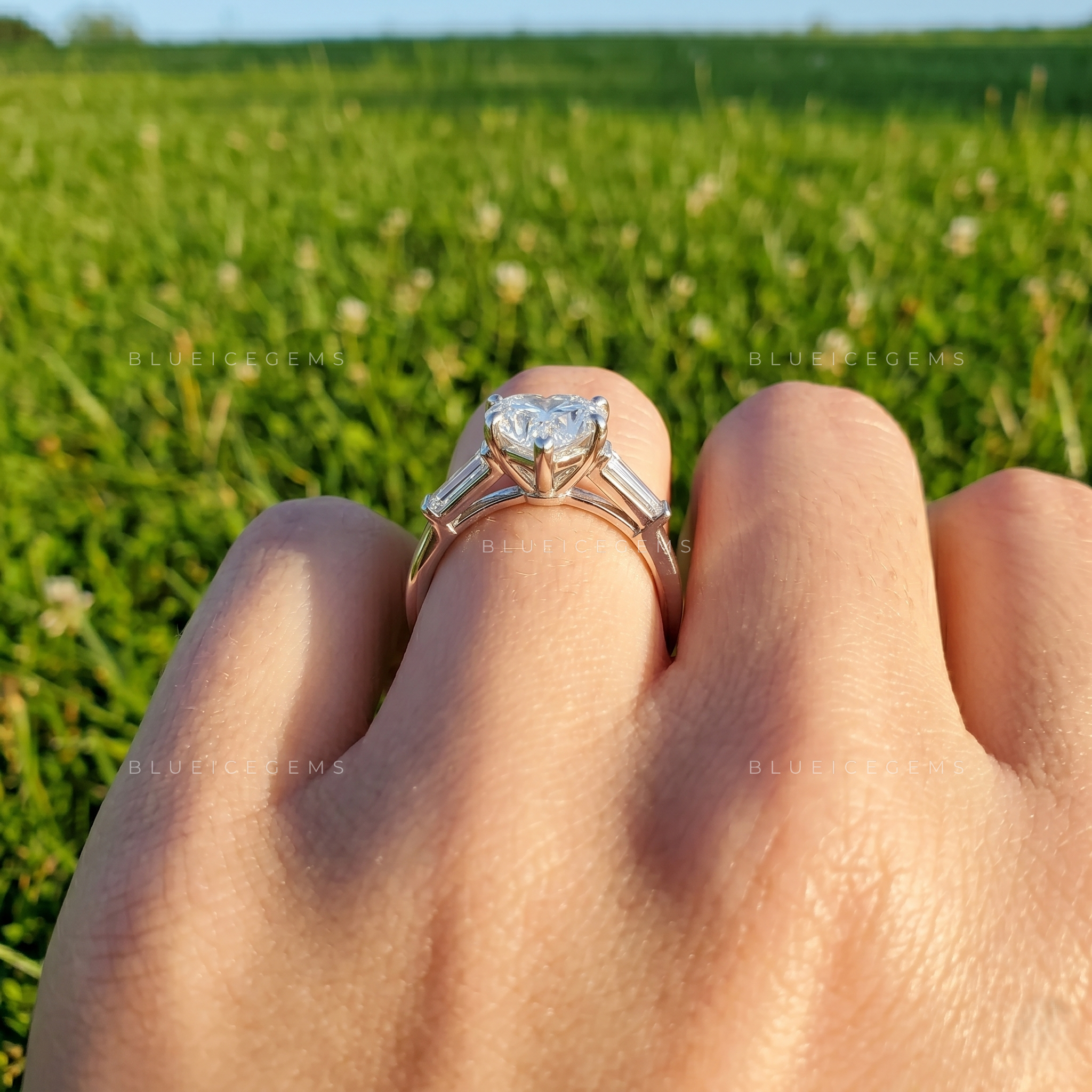 Infinite Romance Heart Cut Elegantly Accented Silhouette Engagement Ring