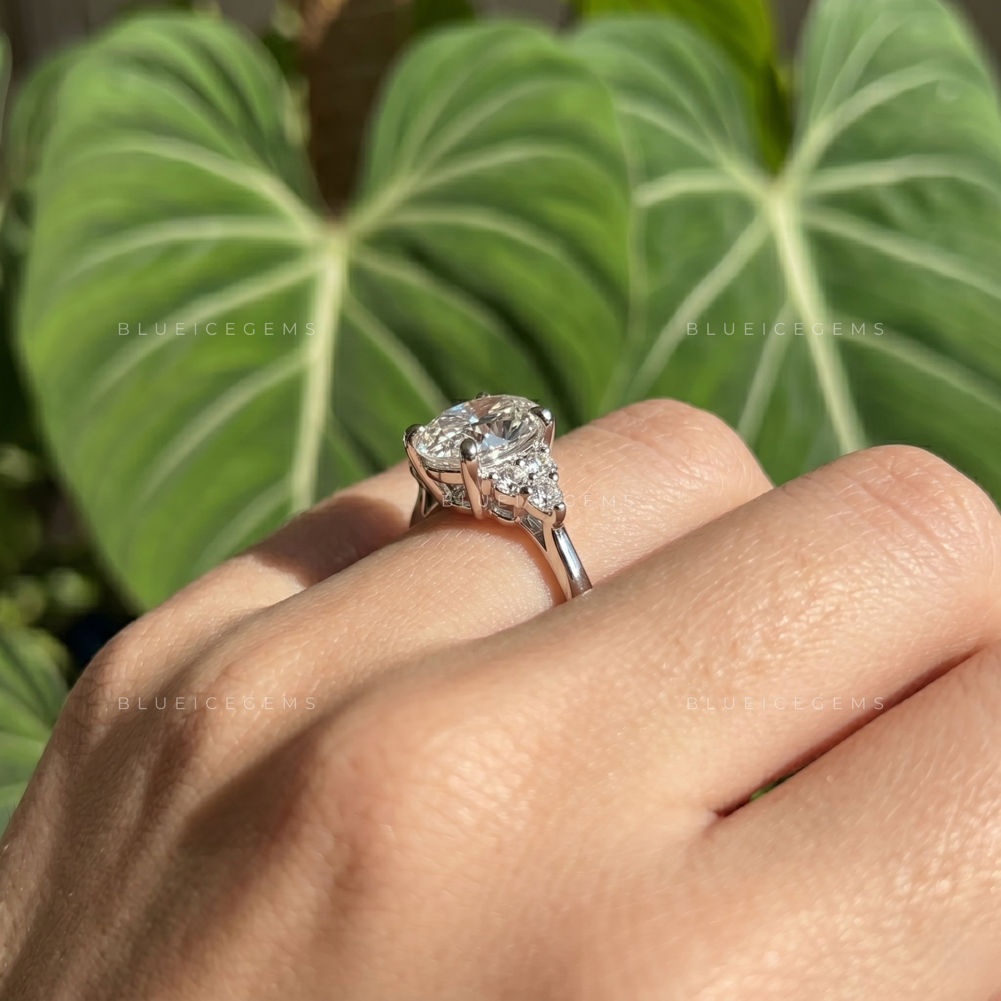 Oval Brilliant Cut Accent Solitaire Engagement Ring