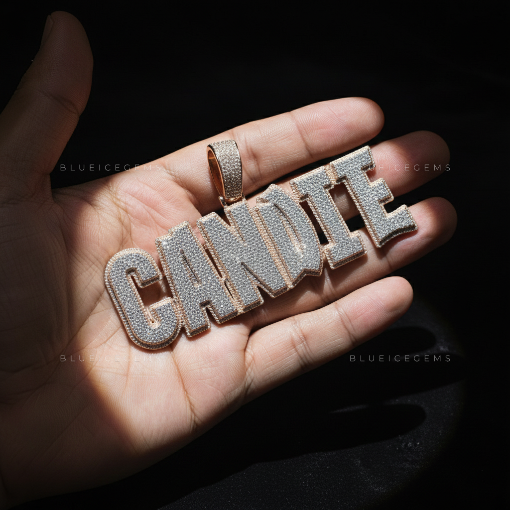 "CANDIE" Custom Iced-Out Block Name Pendant