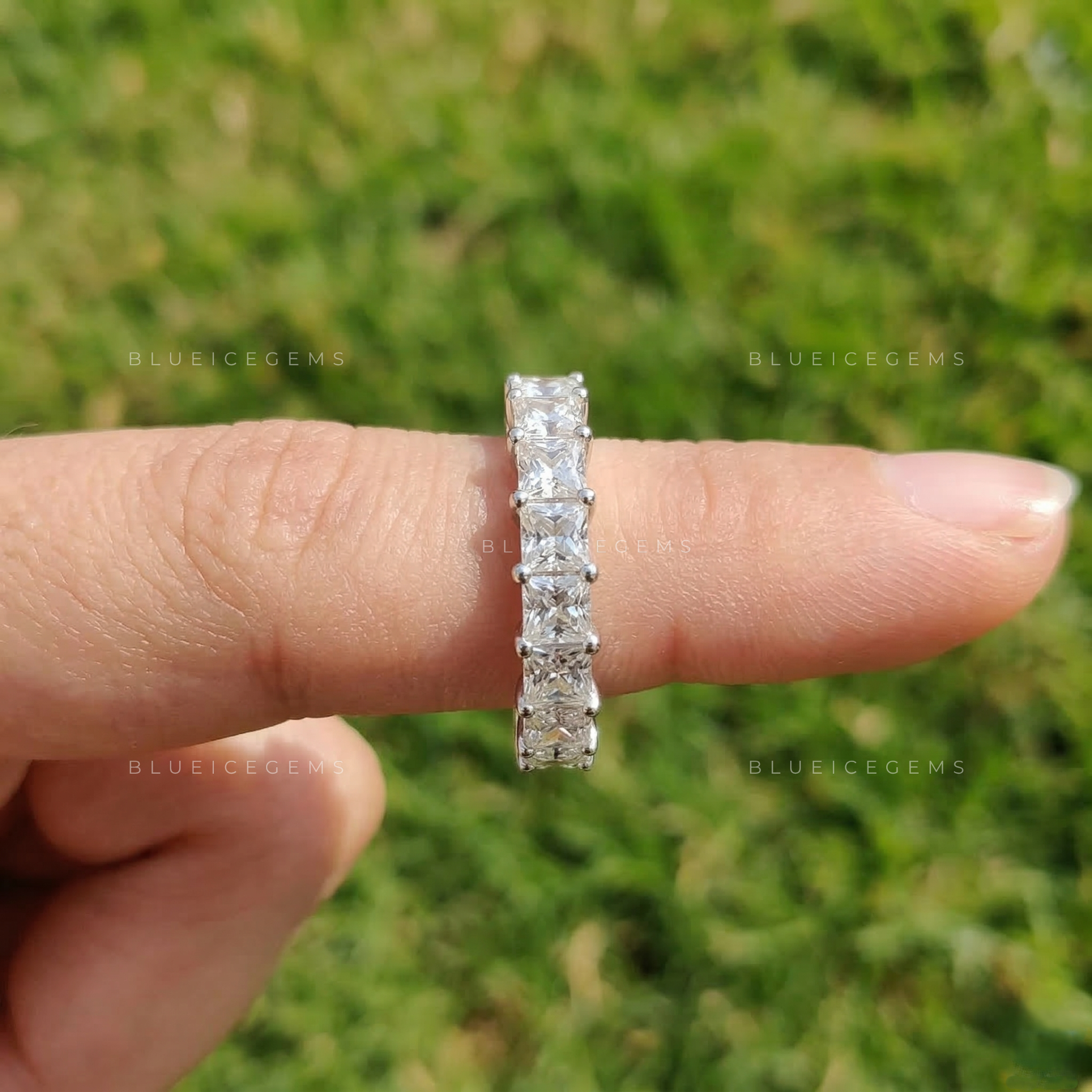 Geometric Majesty Princess Cut Eternity Band