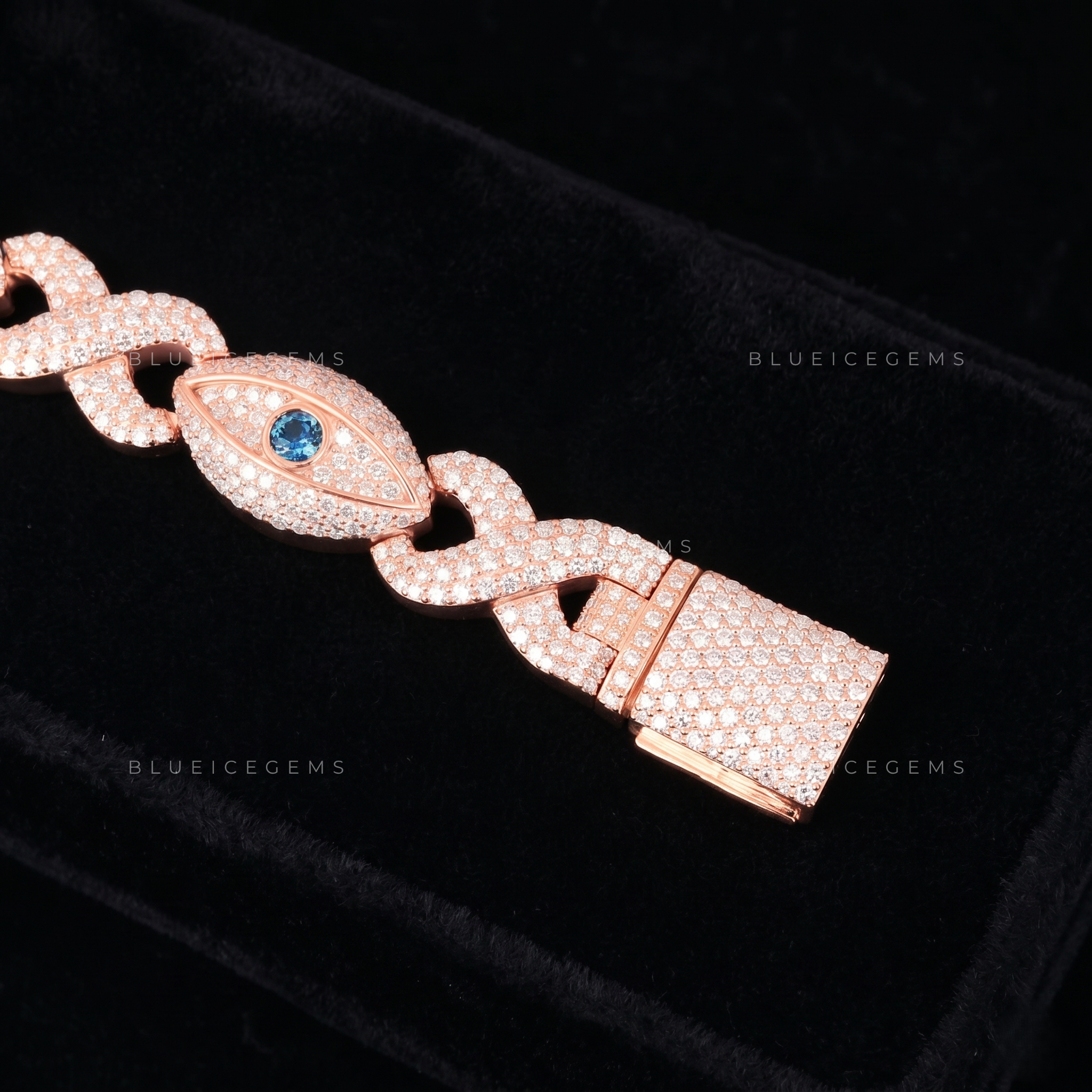 Celestial Vision Infinity-Eye Iced Rose Gold Link