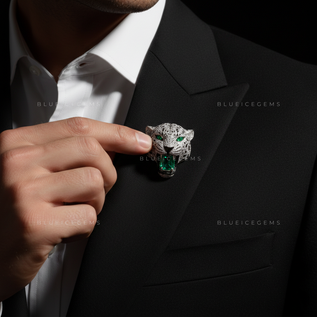 The Emerald Apex: Bespoke Panther Statement Brooch