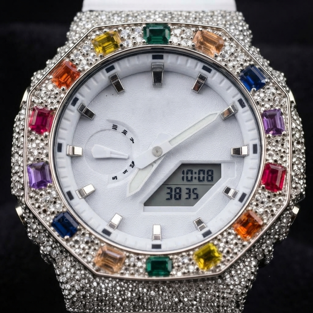 Rainbow Sovereign Custom Bezel – VVS Moissanite