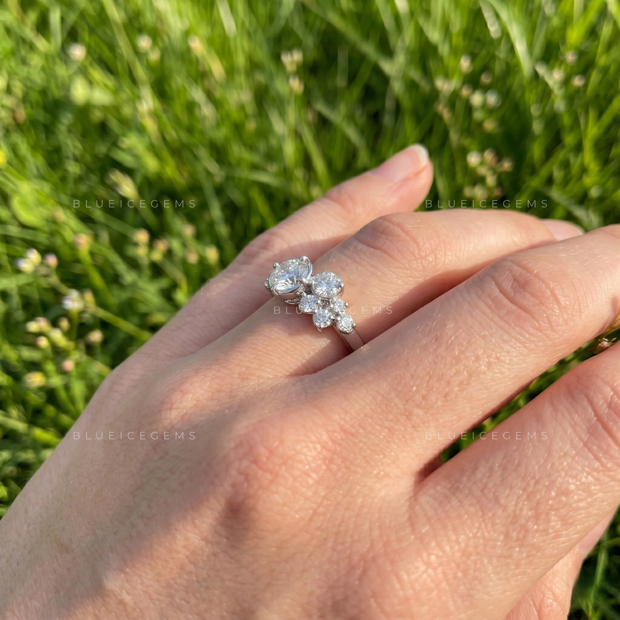 Captivating Multi-Stone Round Brilliant Cluster Statement Ring