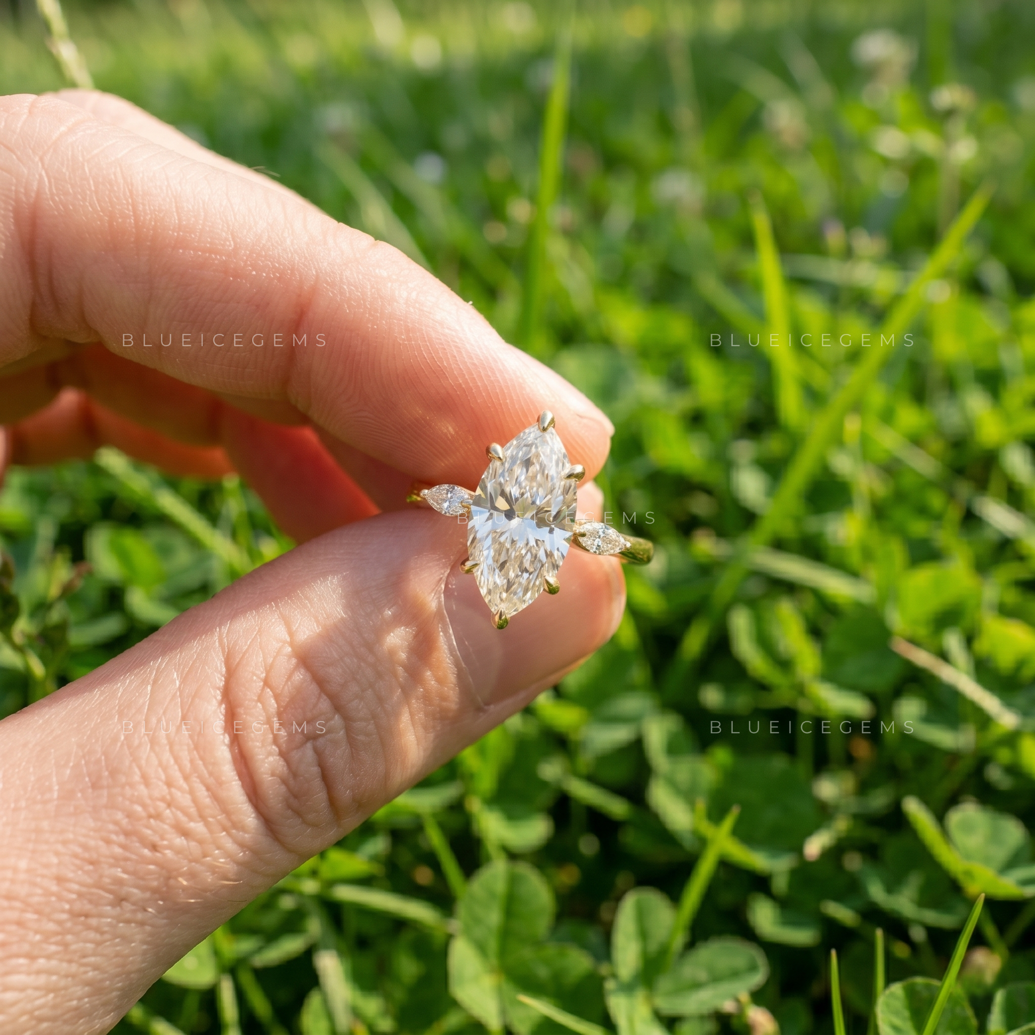 Regal Whisper Marquise Brilliant Cut Accent Solitaire Engagement Ring
