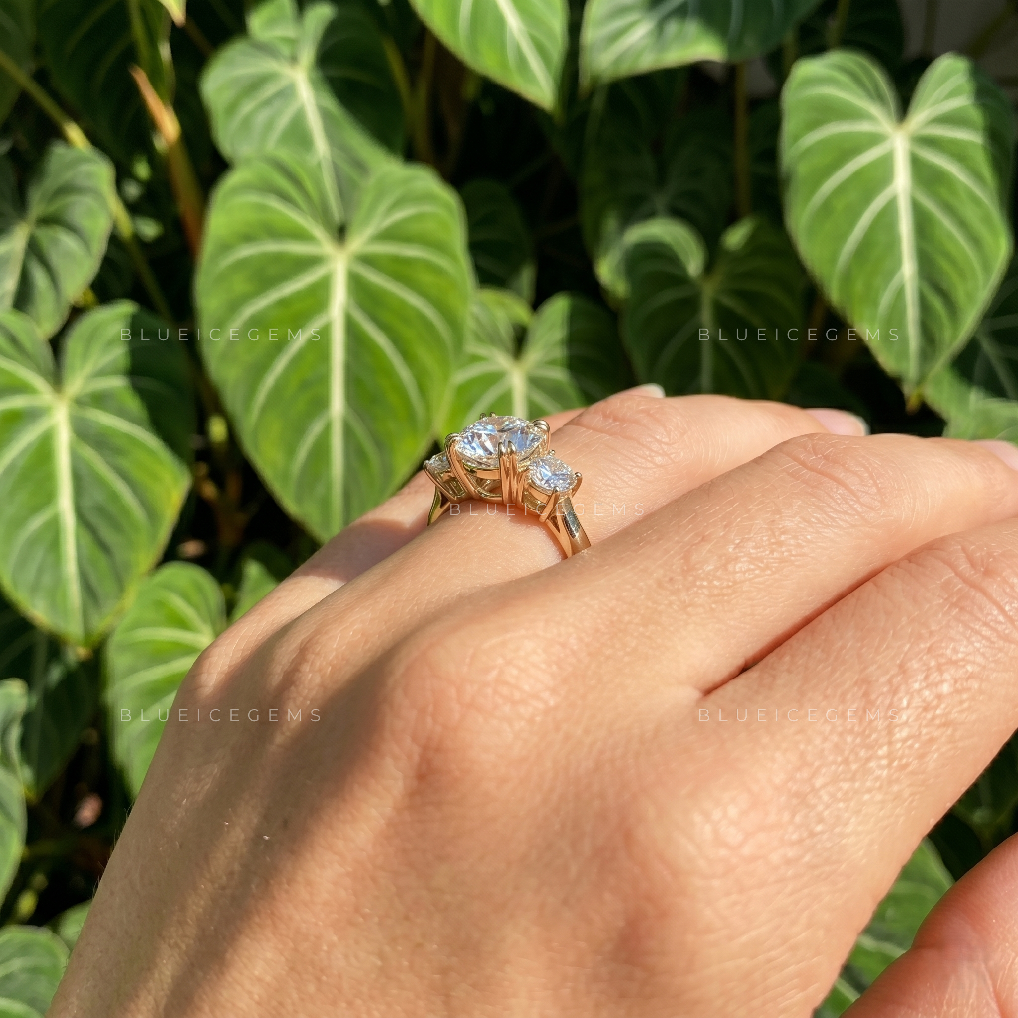 Eternal Harmony Round Cut Three Stone Trilogy Engagement Ring