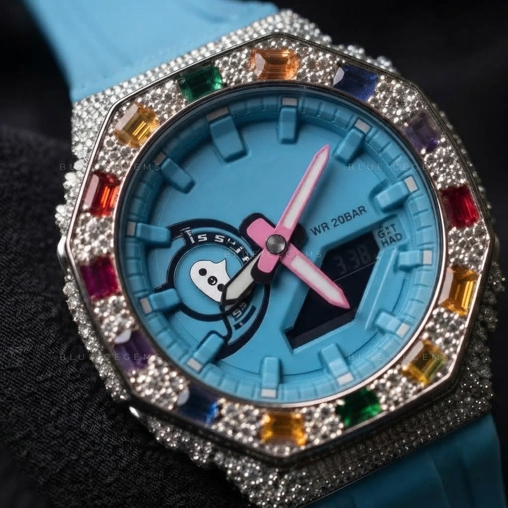 Spectrum Ice Royale Watch – 8.455 CT Multicolor Moissanite