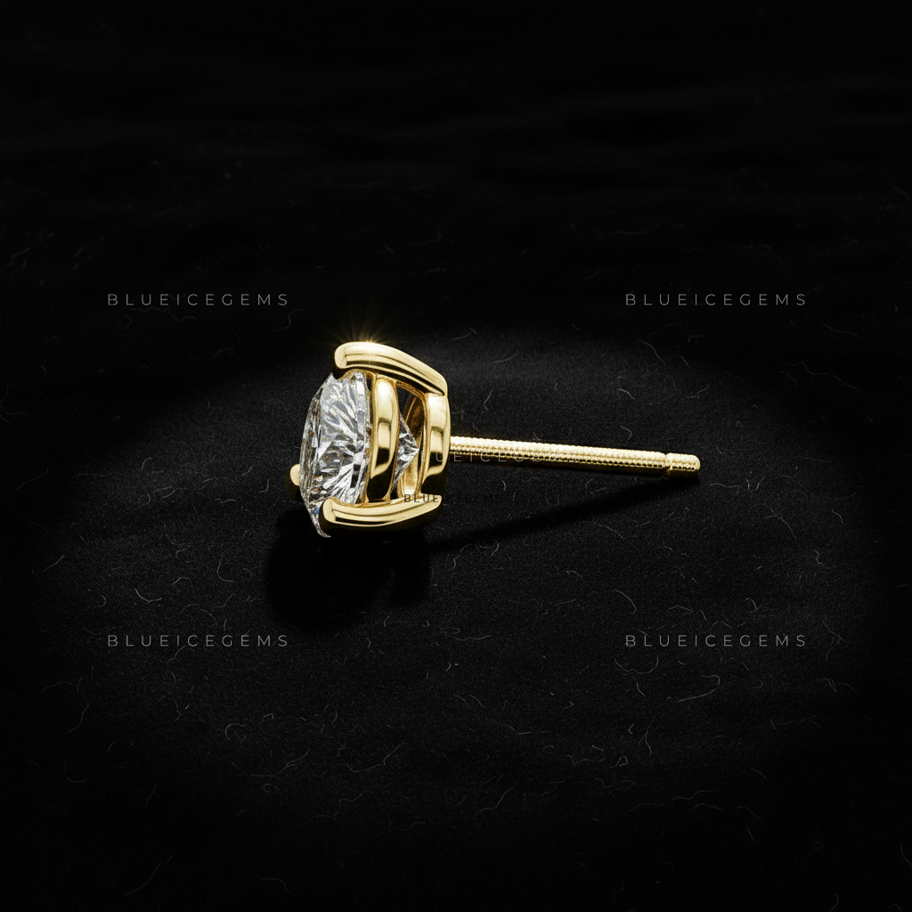 The Trinity Aura: Three-Prong Round Diamond Stud Earrings