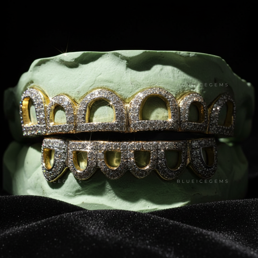 Gilded Archway Iced-Out Full-Set Grillz