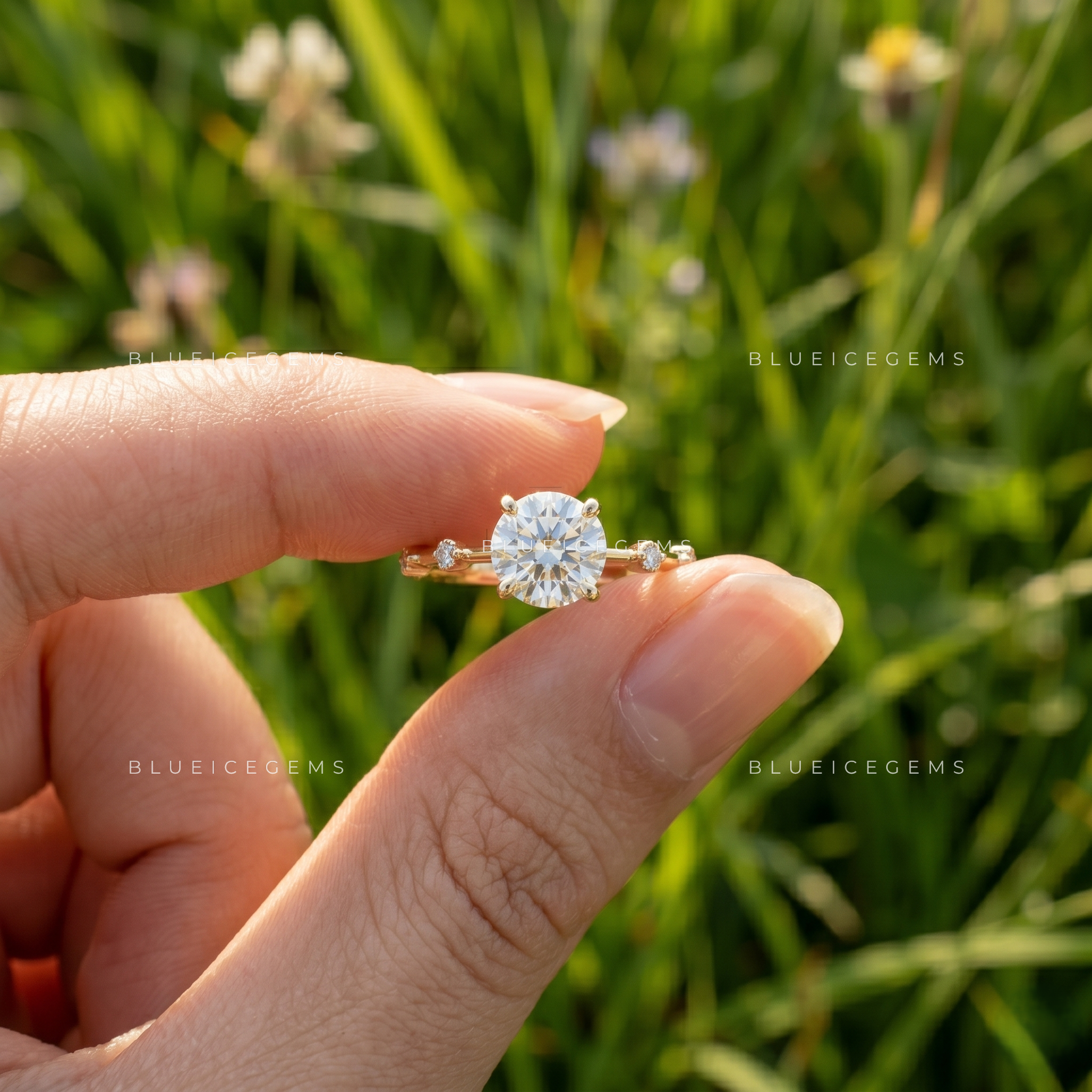 Luméa Round Brilliant Accent Engagement Ring
