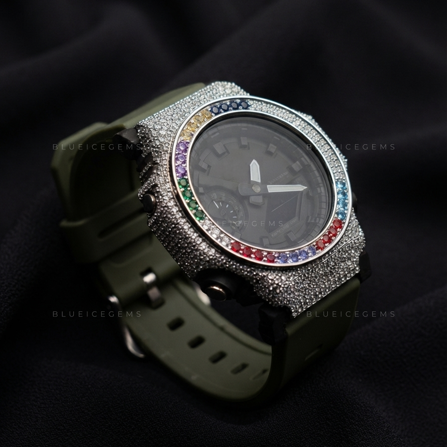 Custom Rainbow Full Iced-Out Moissanite Watch
