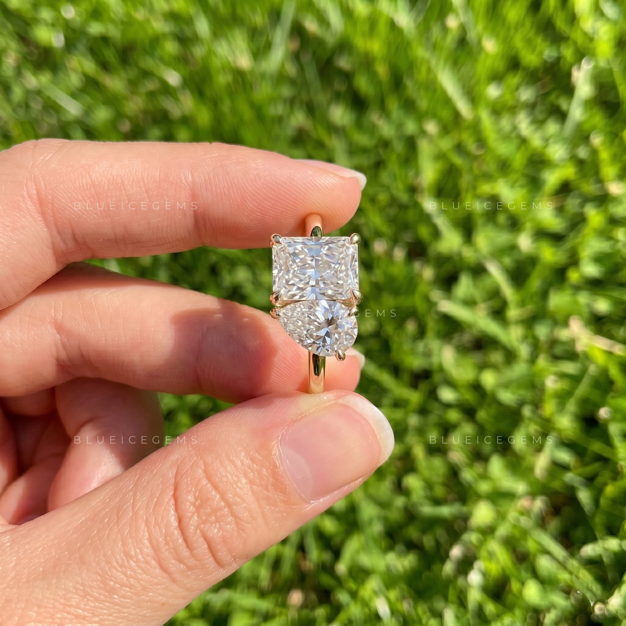 Luminous Elegance Radiant Cut Three Stone Engagement Ring