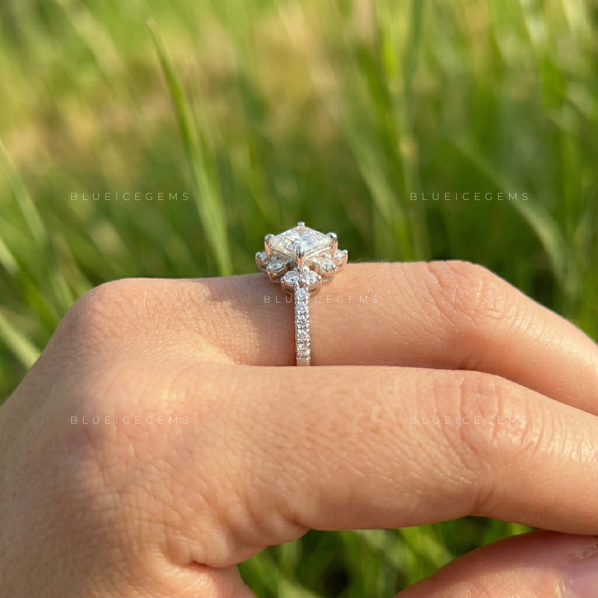 Modern Majesty Princess Cut Hidden Halo Engagement Ring