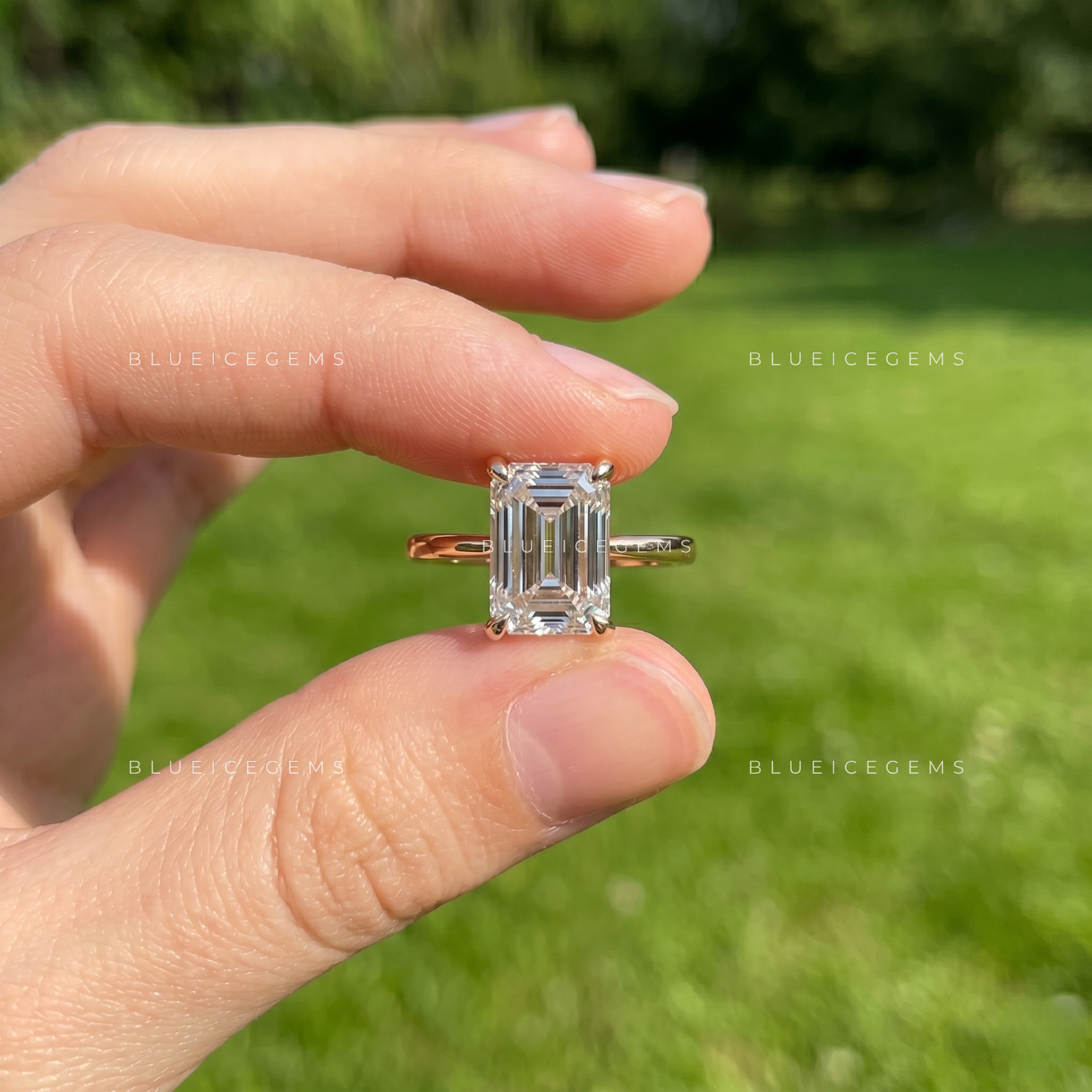 Majestic Clarity Emerald Cut Solitaire Engagement Ring