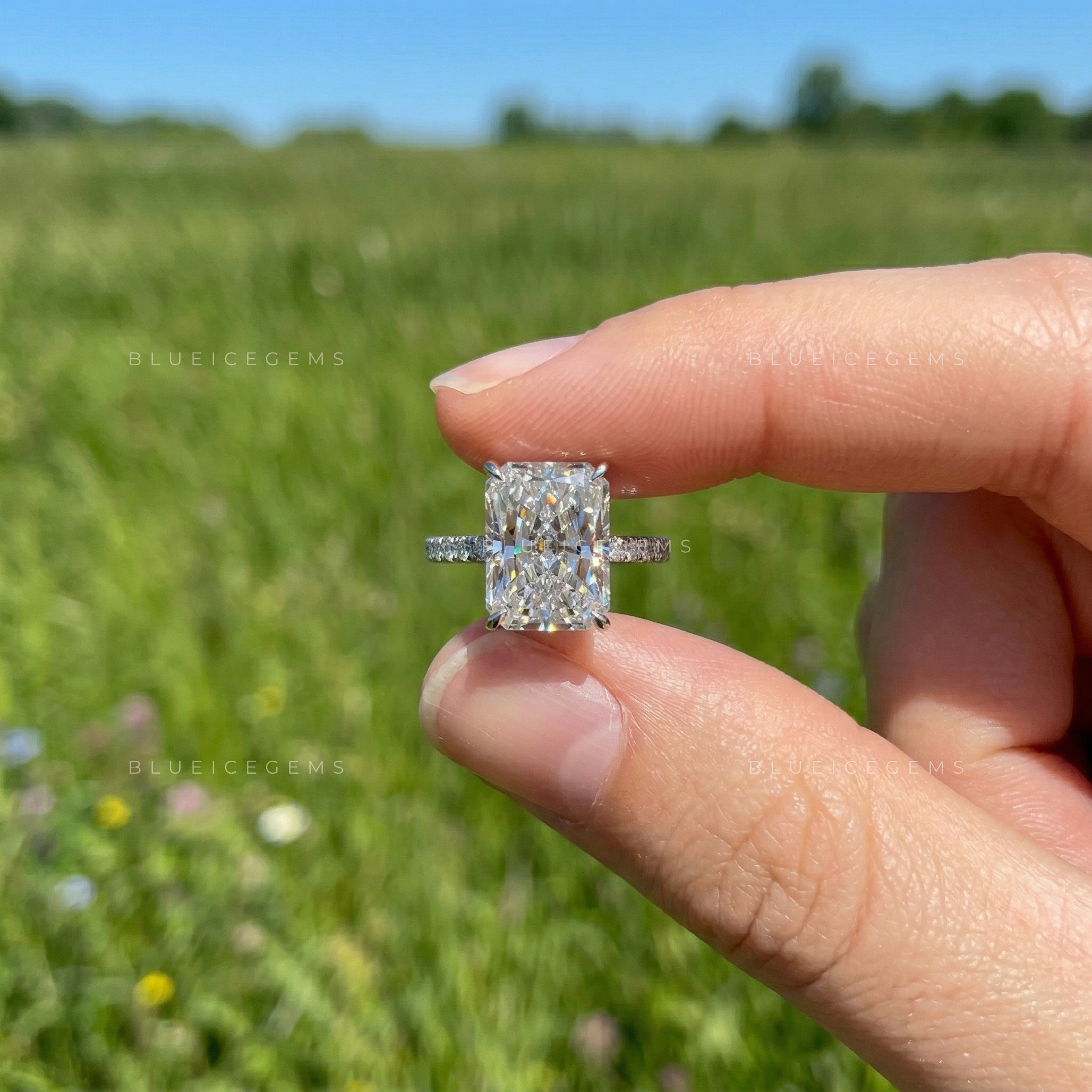 Electric Radiance Radiant Cut Pavé Engagement Ring