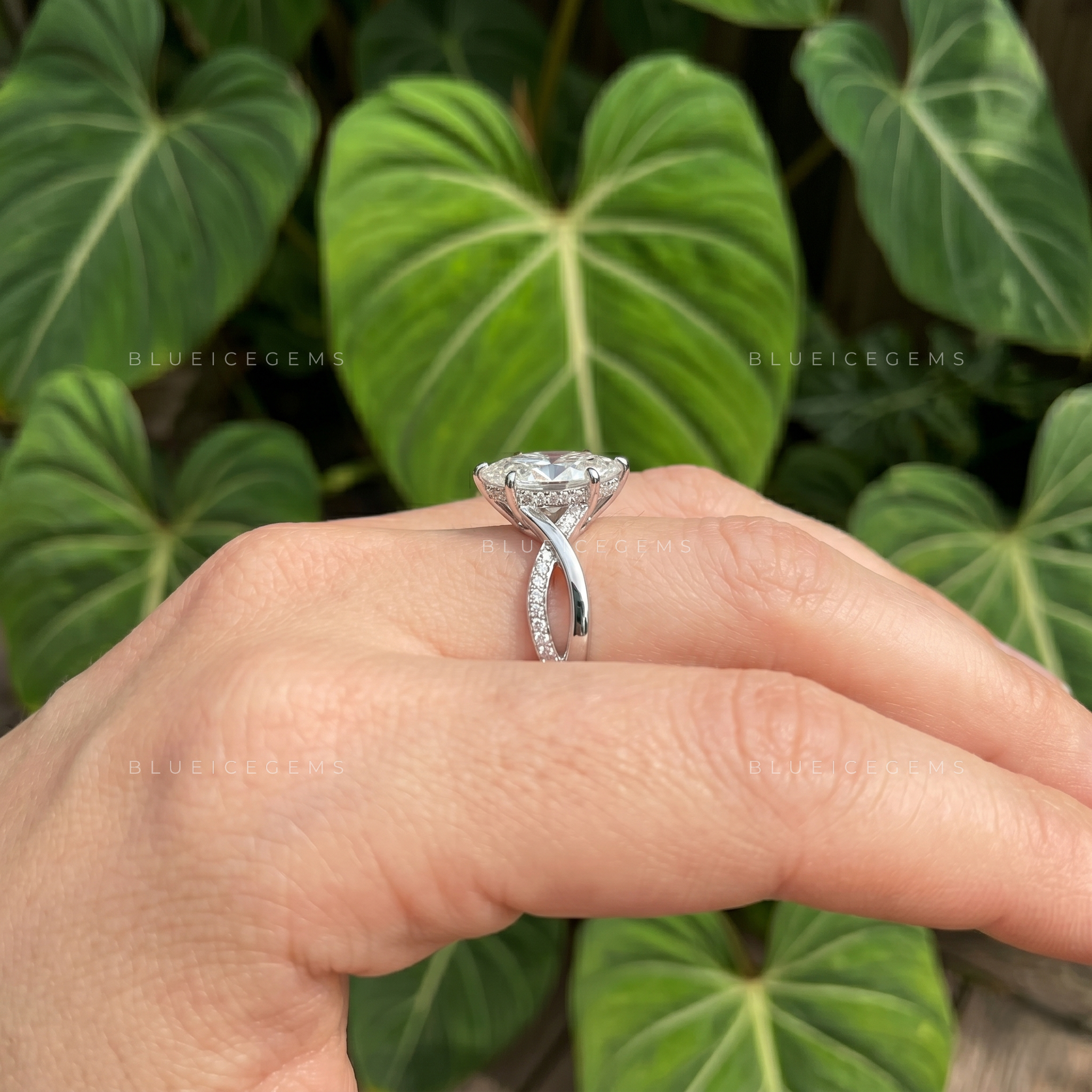 Graceful Twist Marquise Cut Pave Engagement Ring