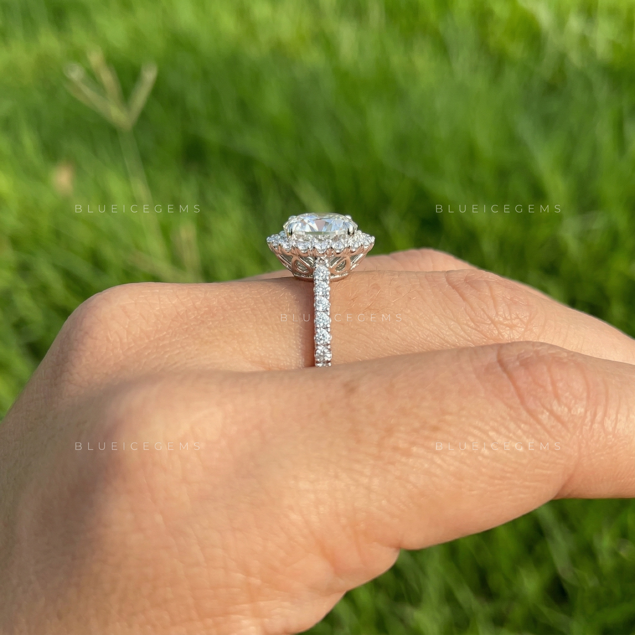 Velvet Radiance Cushion Cut Hidden Halo Engagement Ring