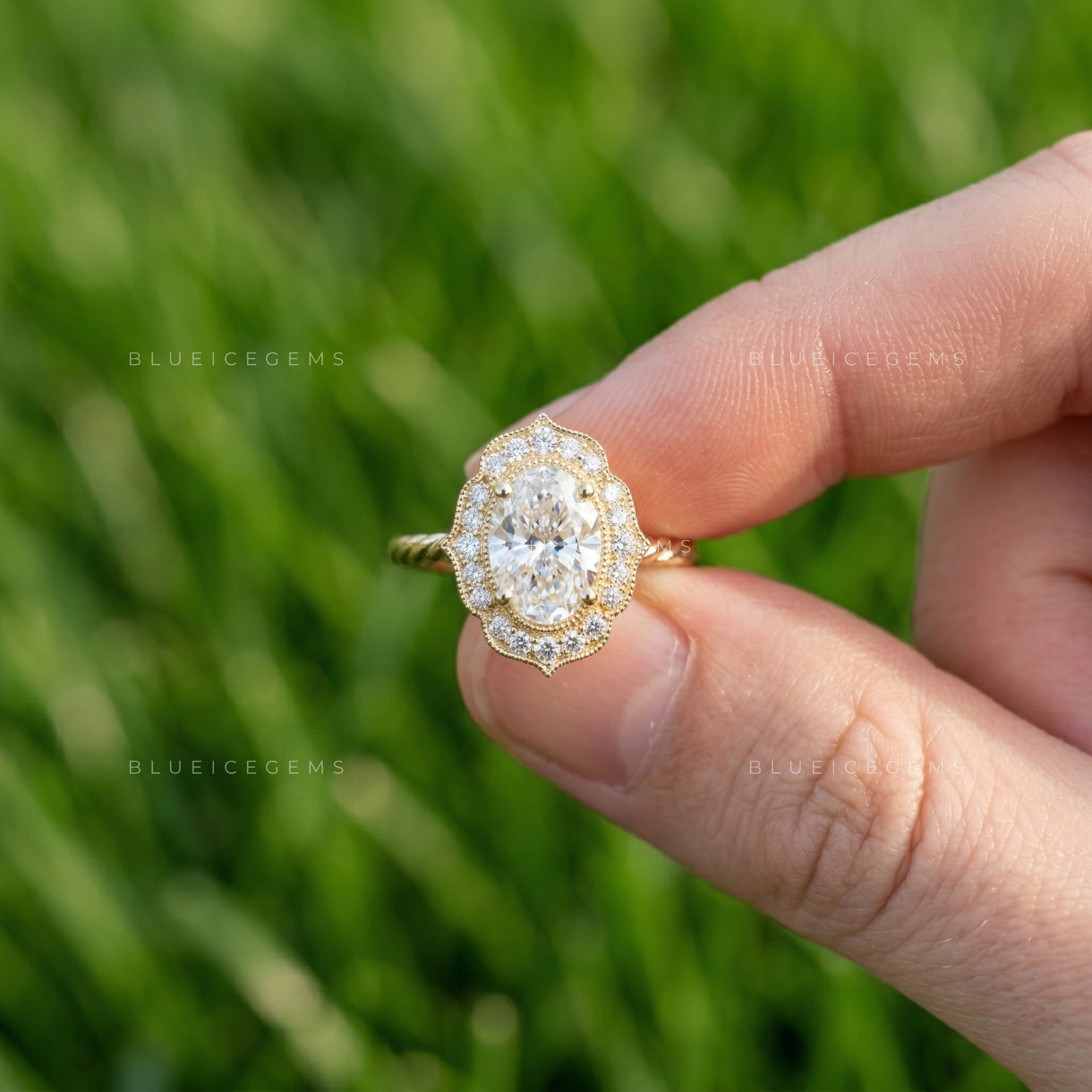 Elegant Aura Oval Cut Pavé Engagement Ring