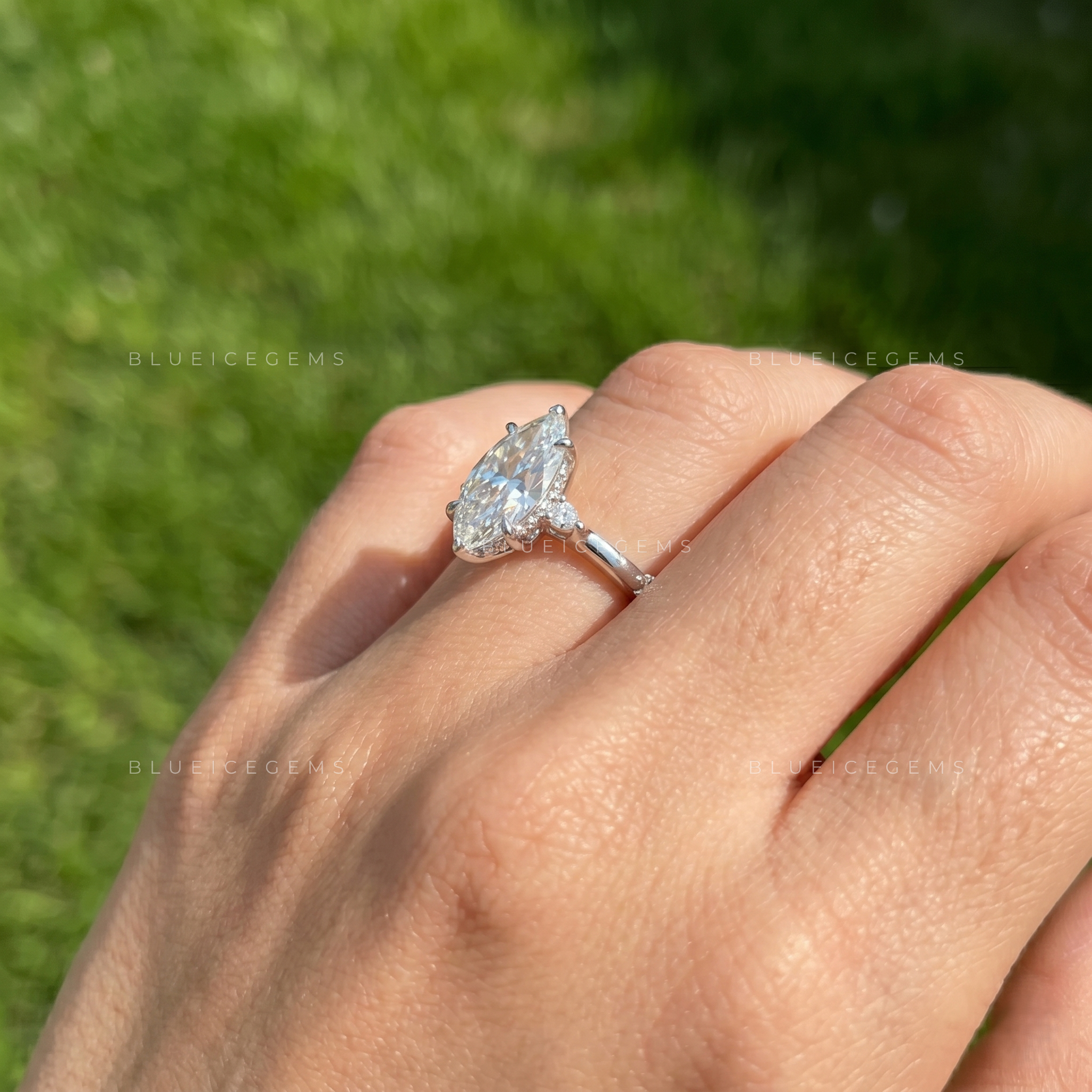 Vintage-Soul Marquise Cut Secret Halo Delicate Keepsake Proposal Ring