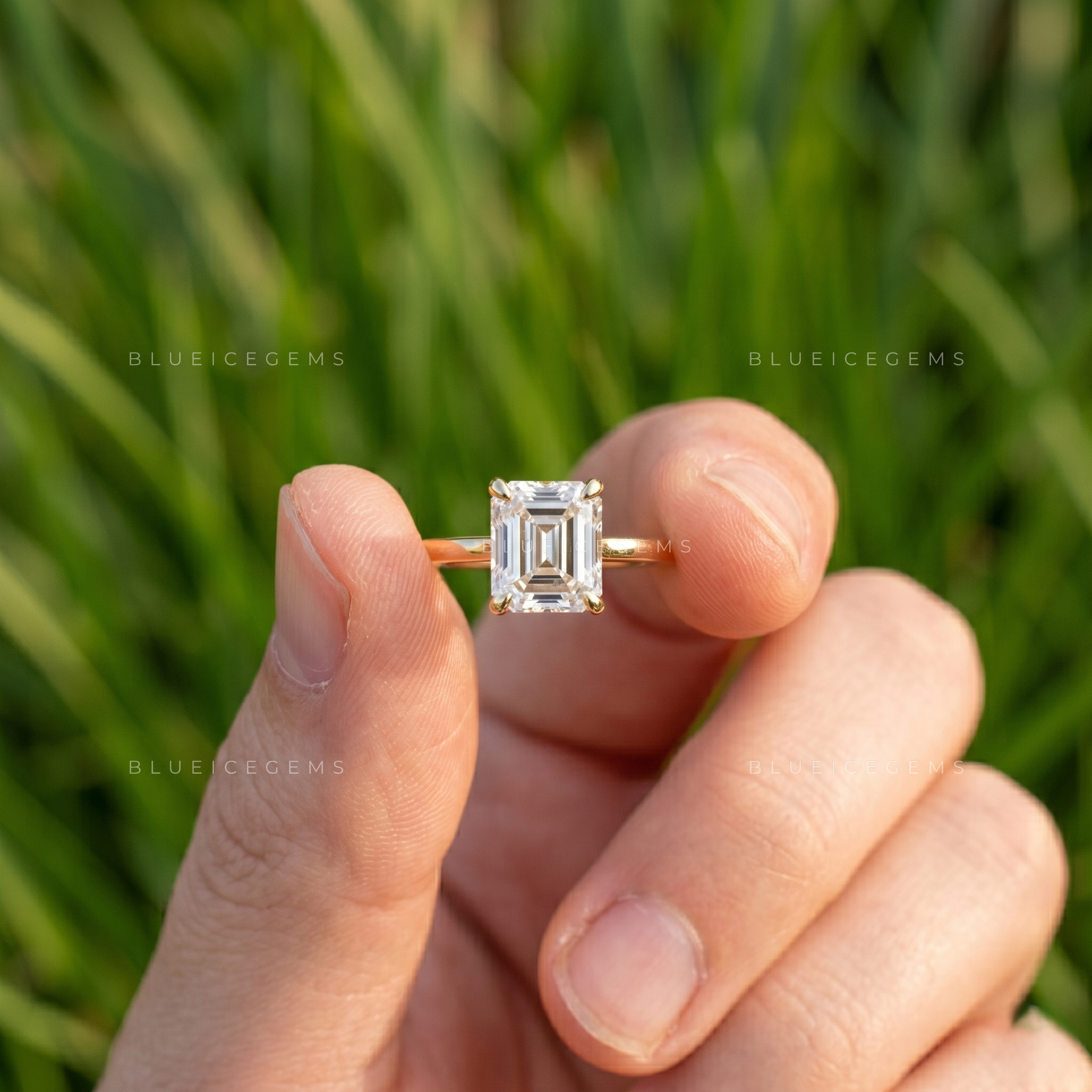 Regal Tulip Emerald Cut Solitaire Engagement Ring