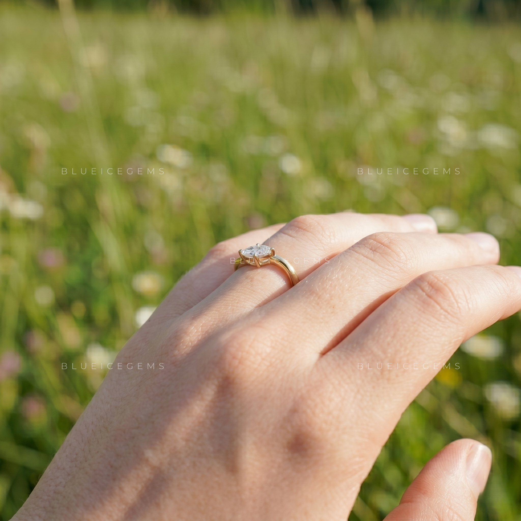 Avela Marquise Cut Horizontal East-West Solitaire Ring