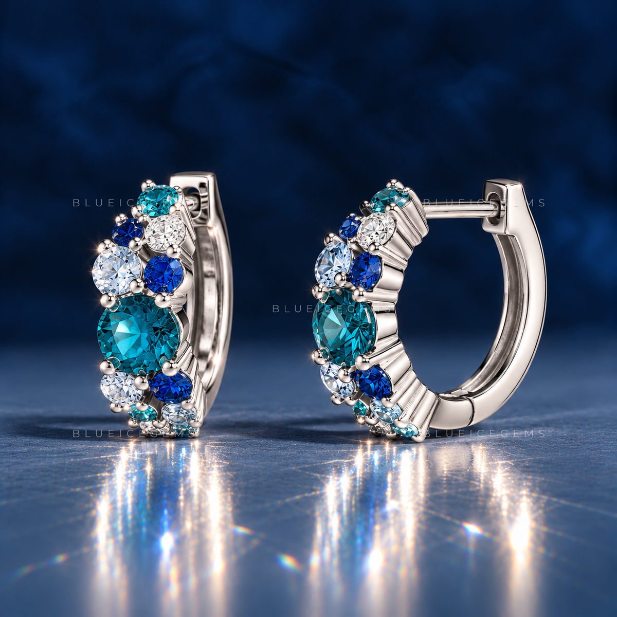 Hydrangea Bouquet Gemstone Hoop Earrings