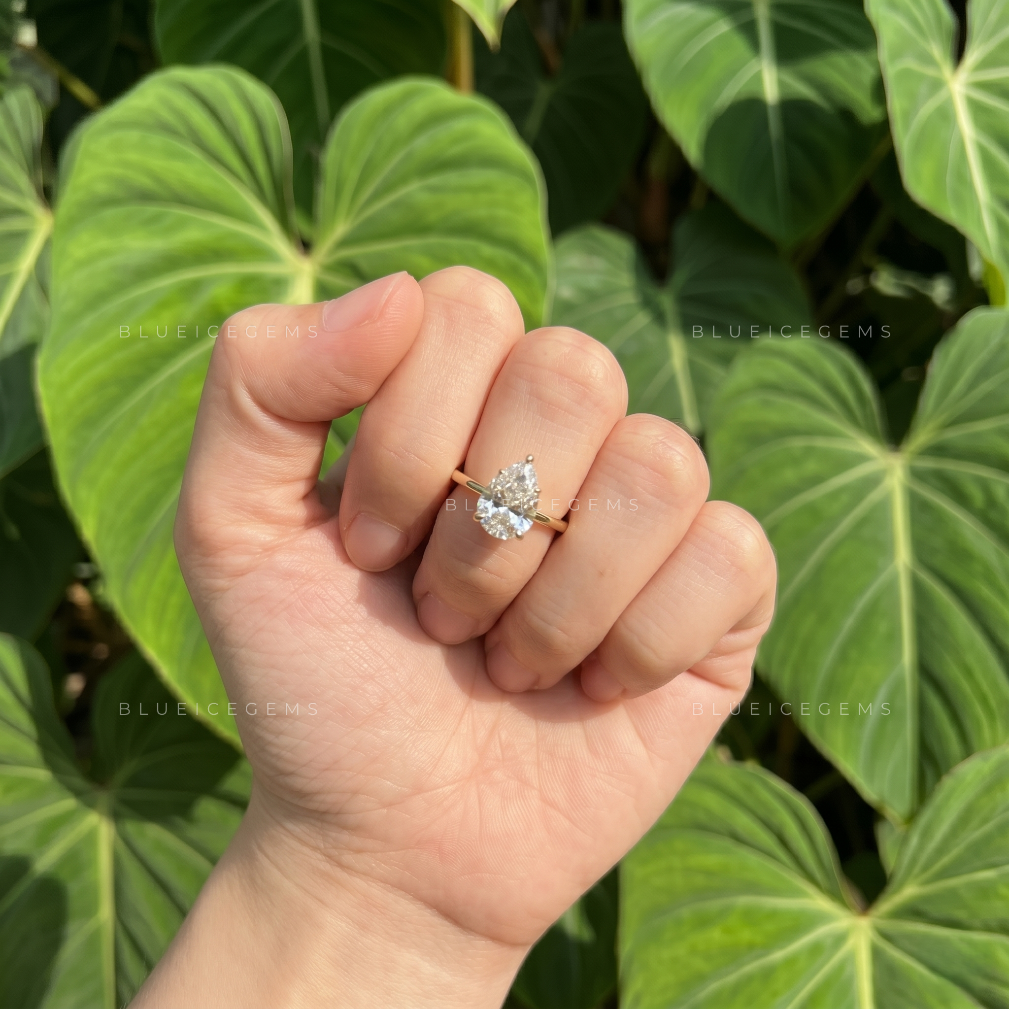 Whispering Grace Dainty Pear Cut Solitaire Engagement Ring