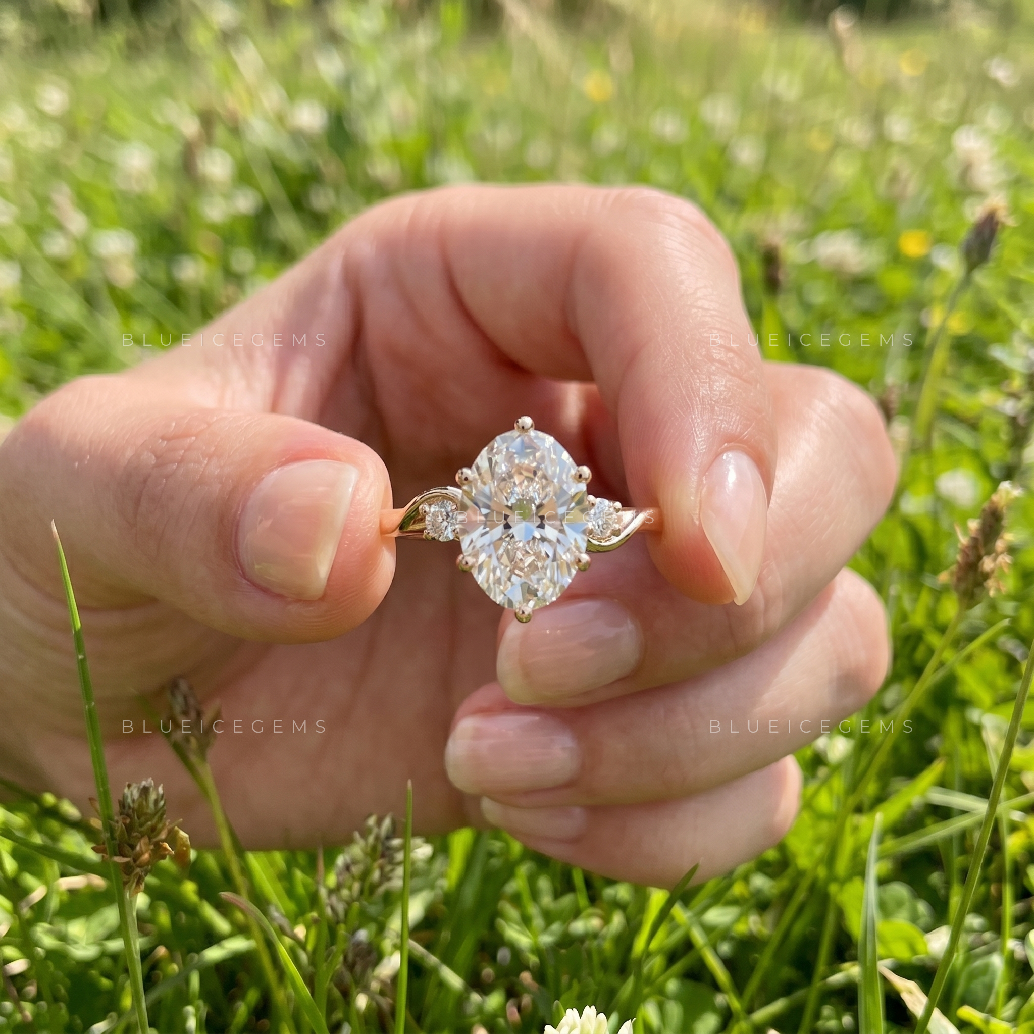 Ethereal Majesty Oval Brilliant Cut Pave Accent Engagement Ring